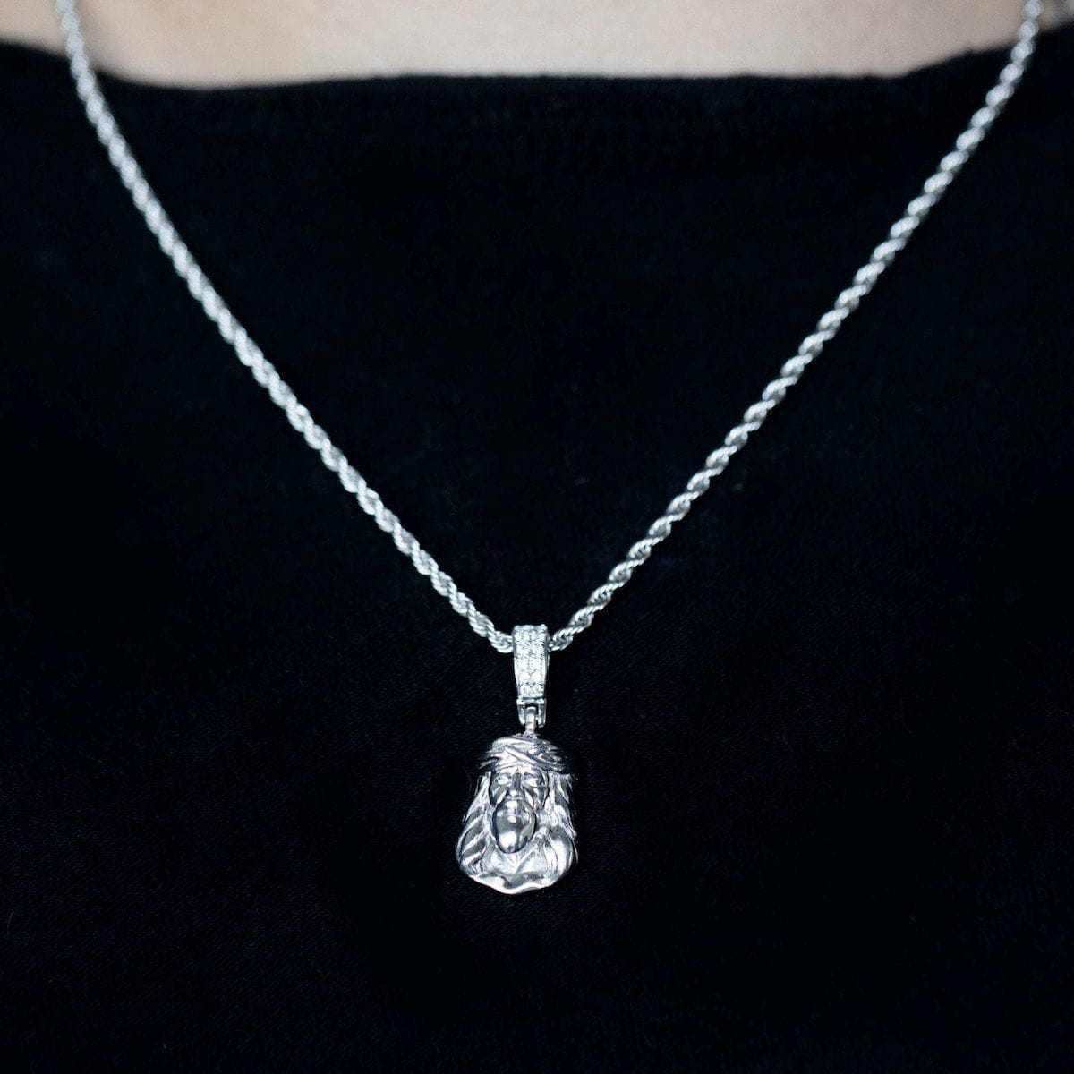 Solid White Gold Micro Jesus Pendant - Image 3