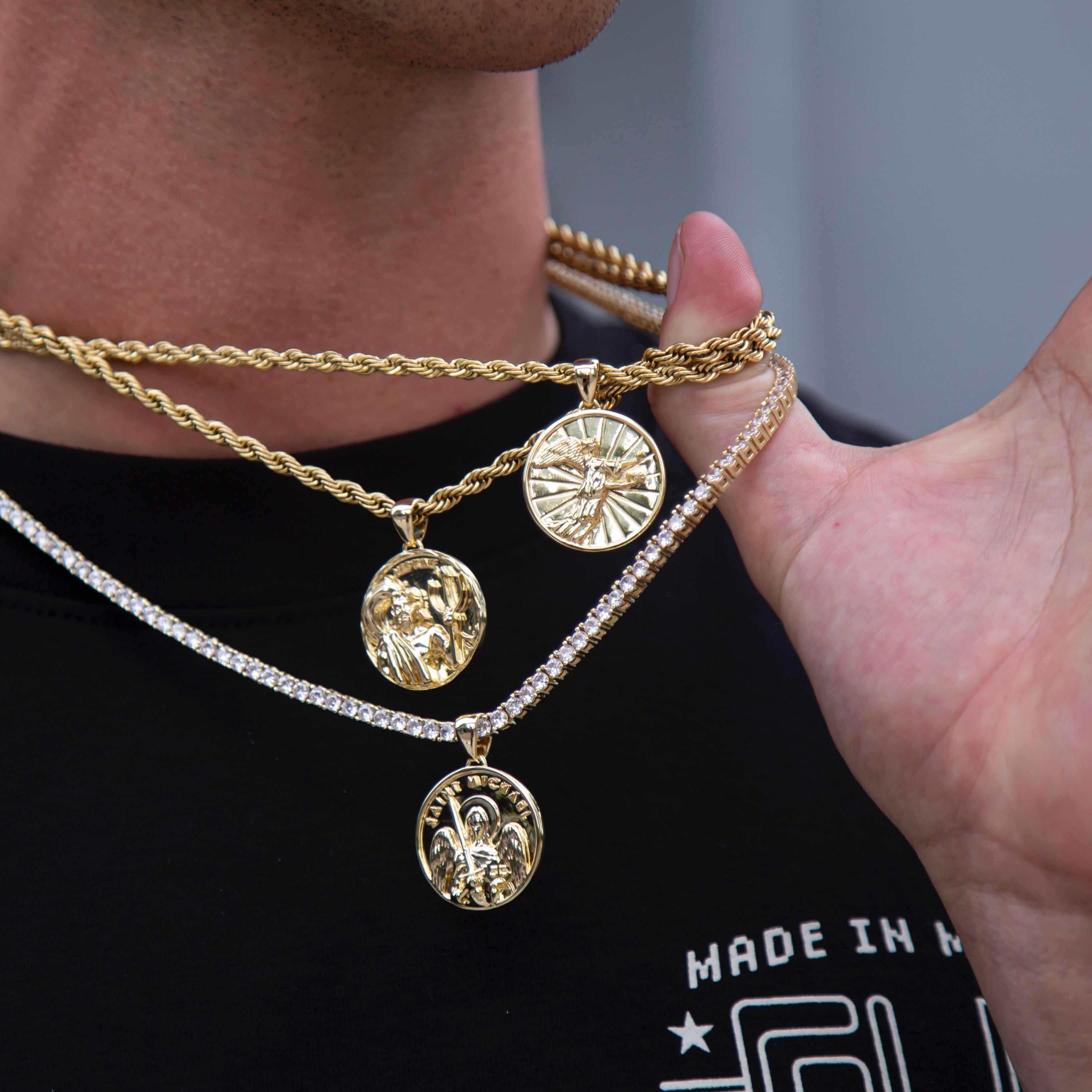 14k Solid Gold Neptune Coin Pendant - Image 3