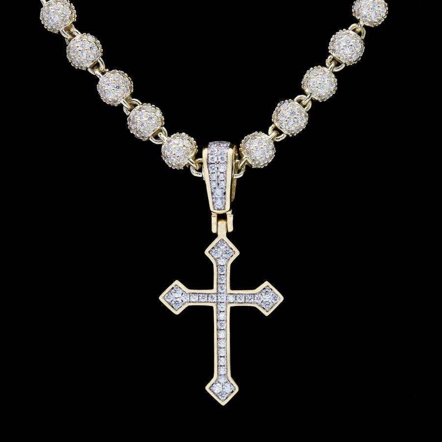 18k Vermeil Iced Celtic Cross in Yellow Gold - Image 10