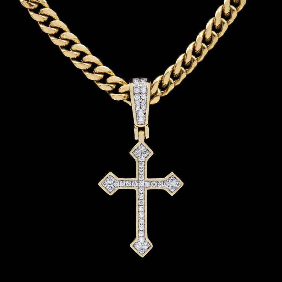 18k Vermeil Iced Celtic Cross in Yellow Gold - Image 11