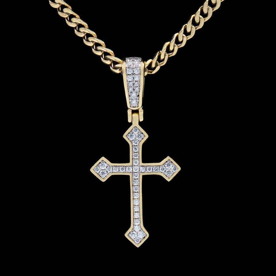 18k Vermeil Iced Celtic Cross in Yellow Gold - Image 4
