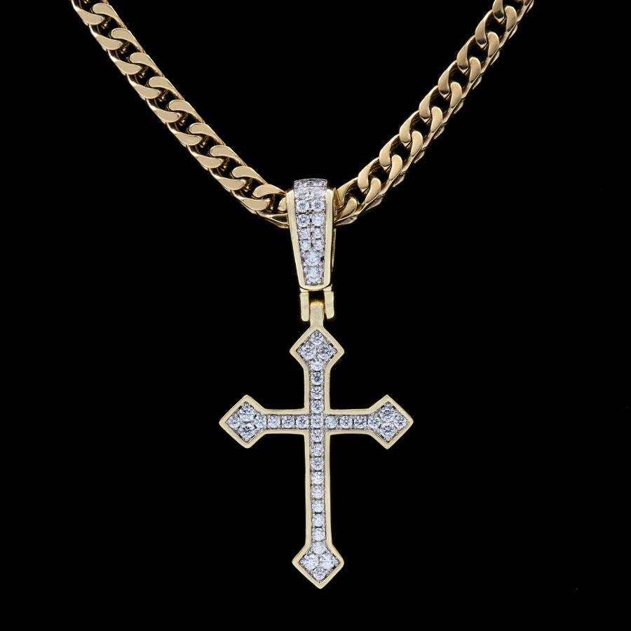 18k Vermeil Iced Celtic Cross in Yellow Gold - Image 5