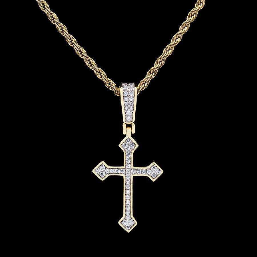 18k Vermeil Iced Celtic Cross in Yellow Gold - Image 6