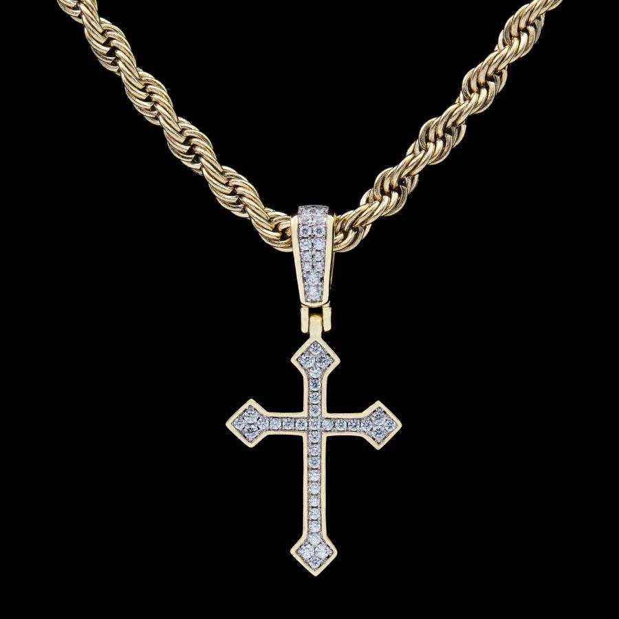 18k Vermeil Iced Celtic Cross in Yellow Gold - Image 7