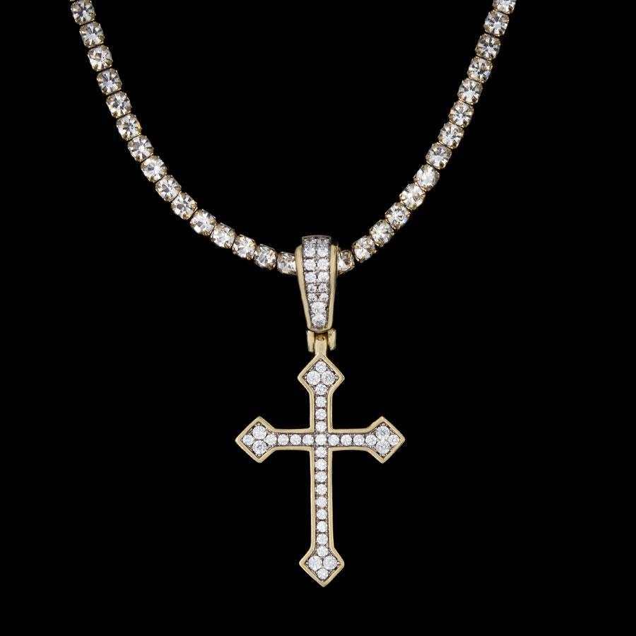 18k Vermeil Iced Celtic Cross in Yellow Gold - Image 8