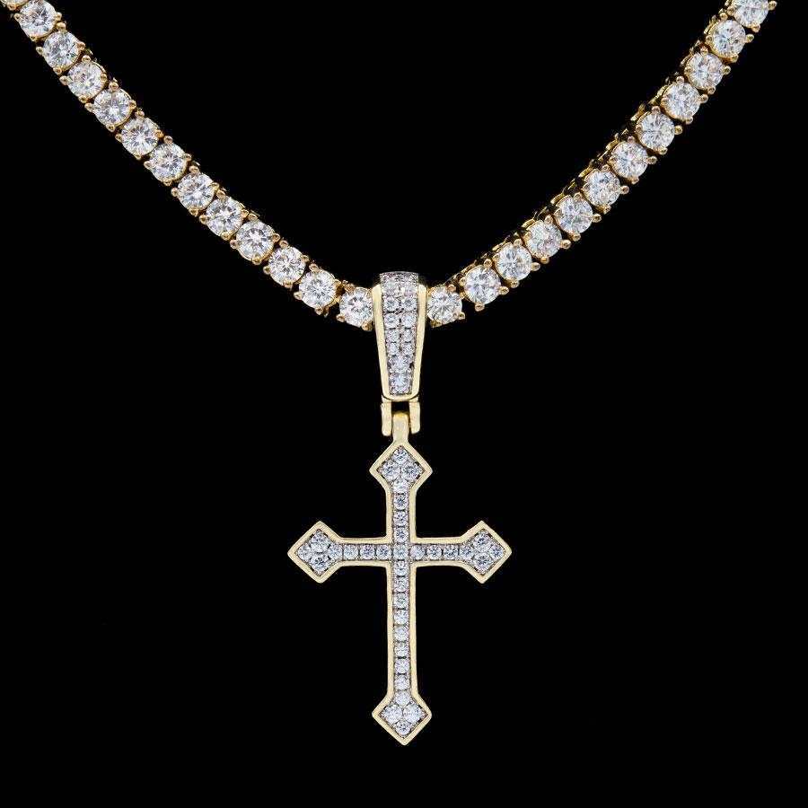 18k Vermeil Iced Celtic Cross in Yellow Gold - Image 9