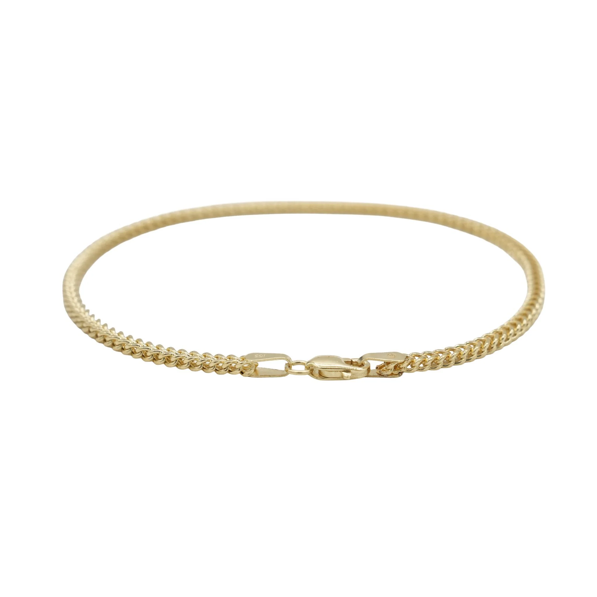 Franco Chain Bracelet in Hollow Yellow Gold - 2mm - Image 2