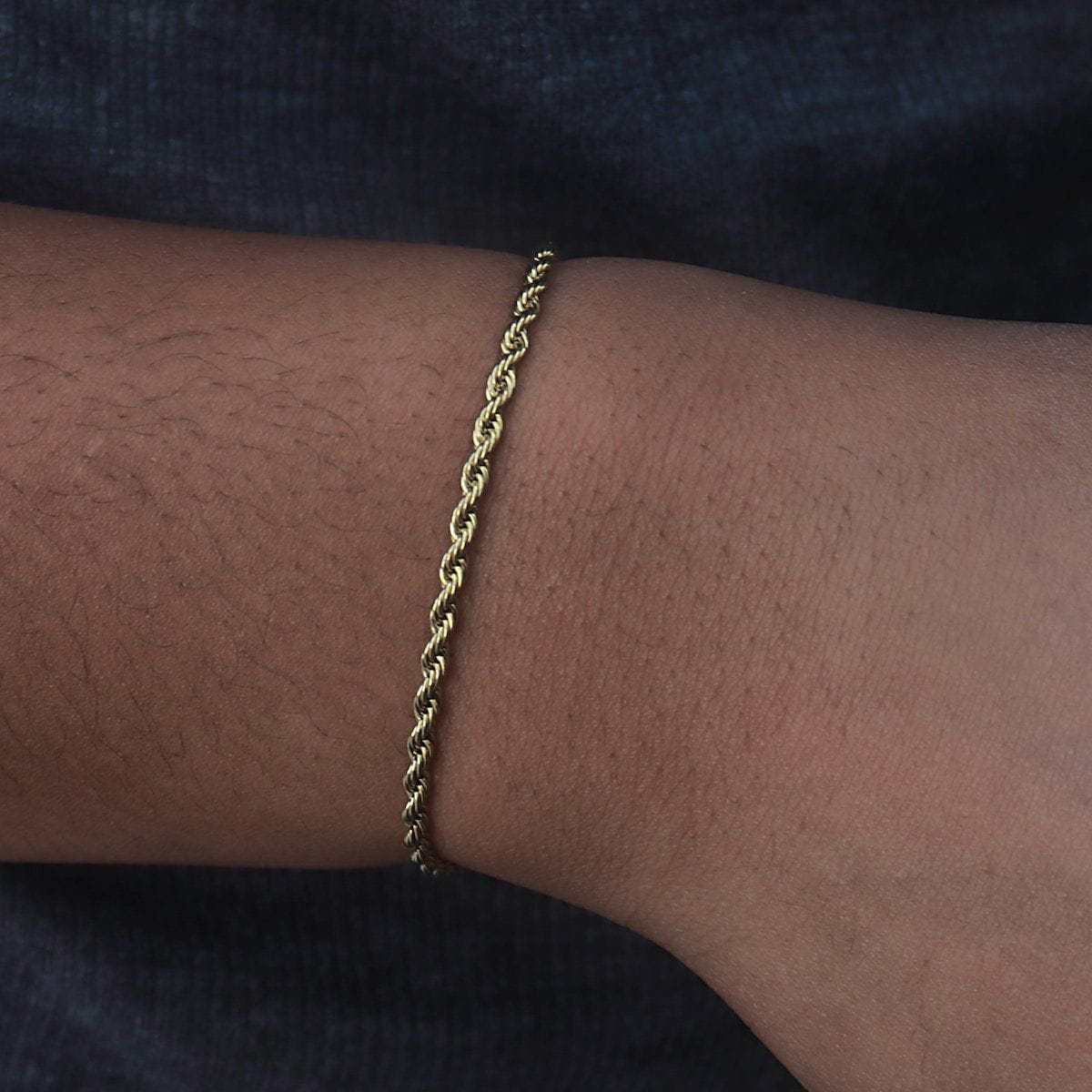 Rope Bracelet in Yellow Gold (Adjustable)- 2mm