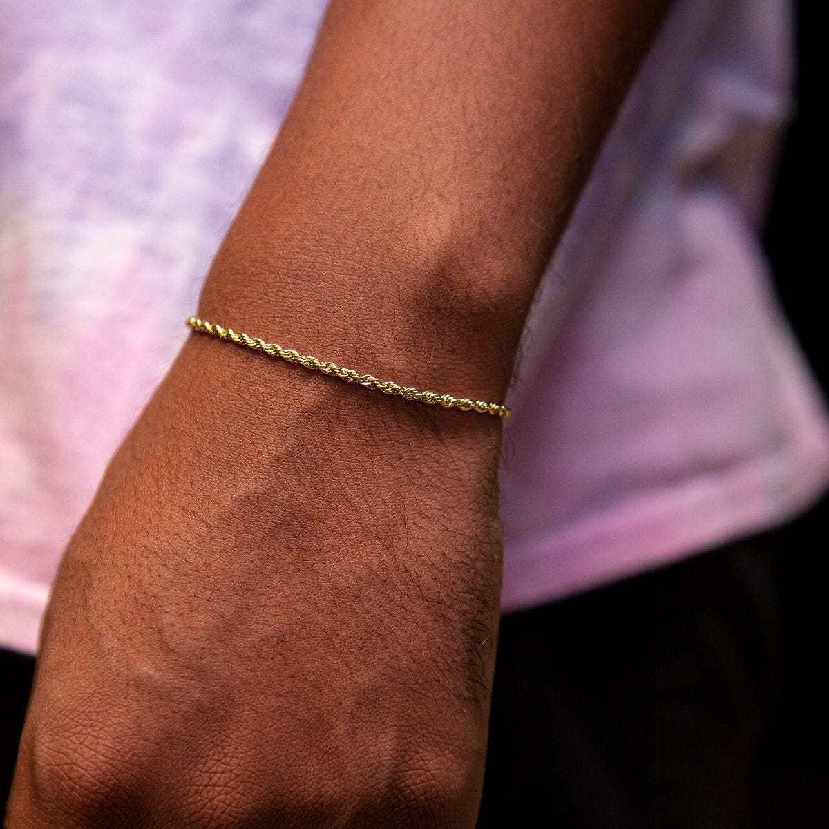 Rope Bracelet in Yellow Gold (Adjustable)- 2mm - Image 2