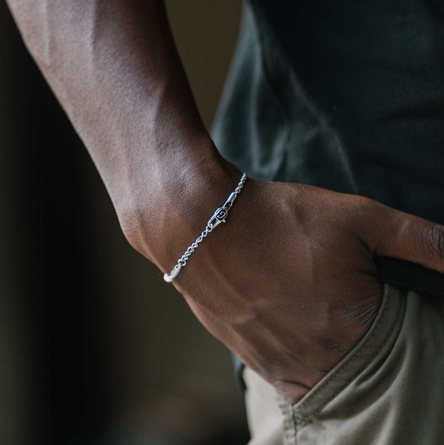 Rope Bracelet in White Gold (Adjustable)- 2mm - Image 5