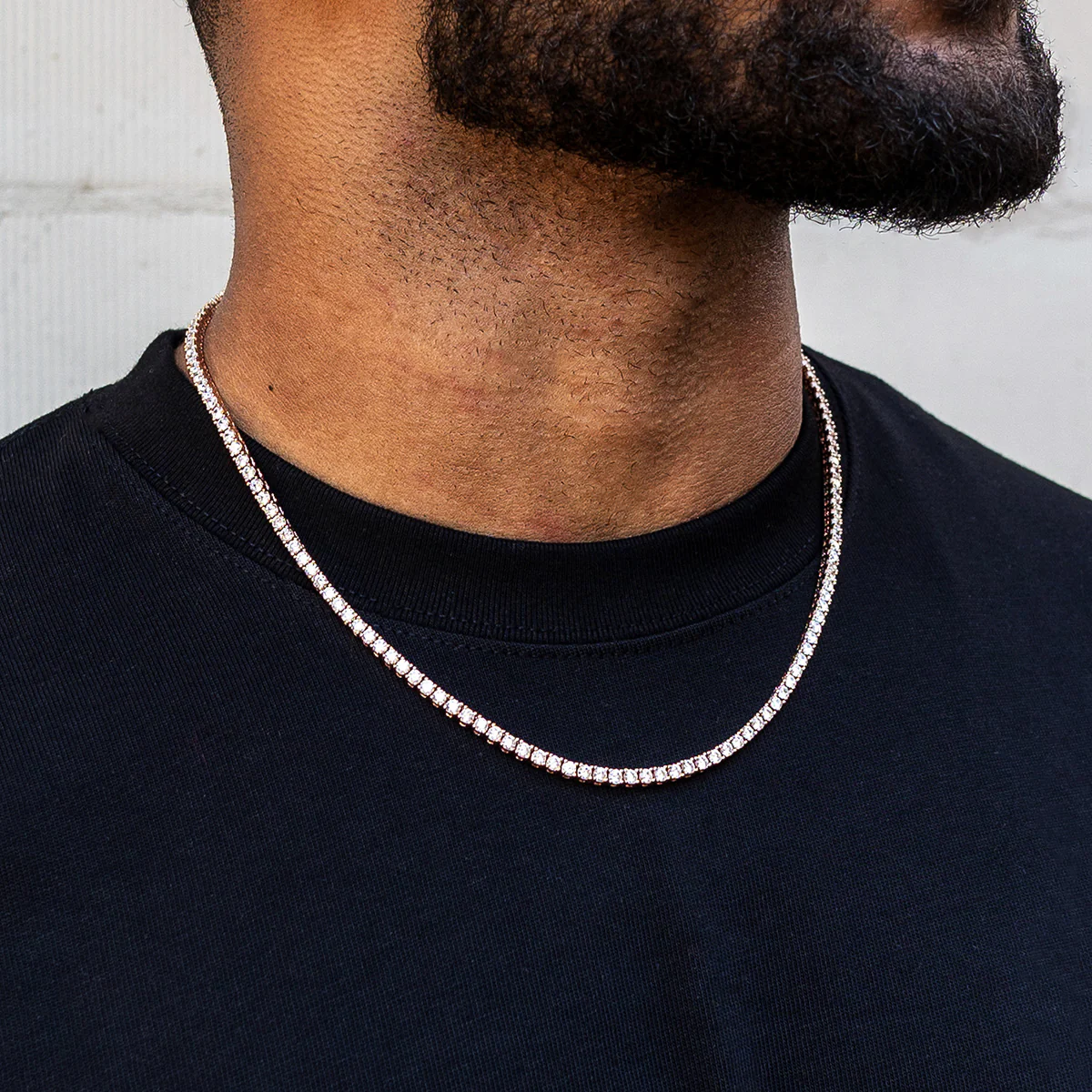 Diamond Tennis Chain in Rose Gold- 3mm - Image 3