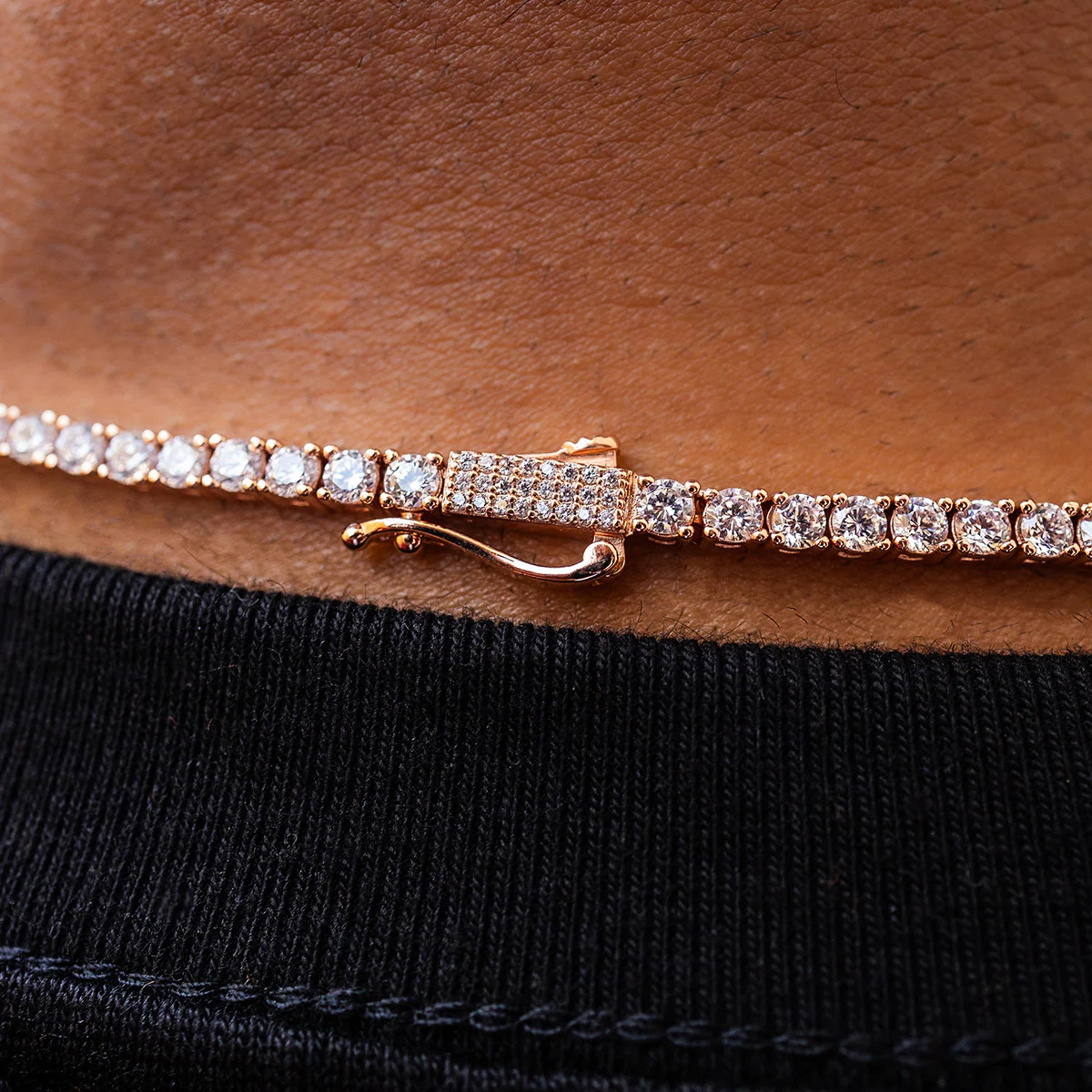 Diamond Tennis Chain in Rose Gold- 3mm - Image 4