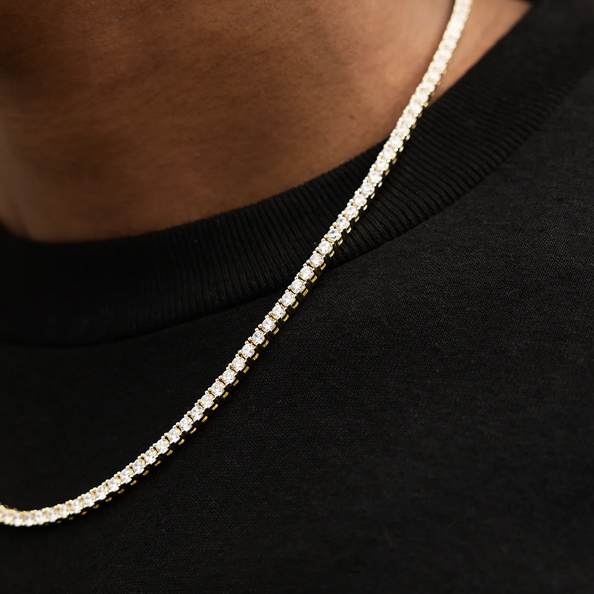 Diamond Tennis Chain in Yellow Gold- 3mm - Image 3