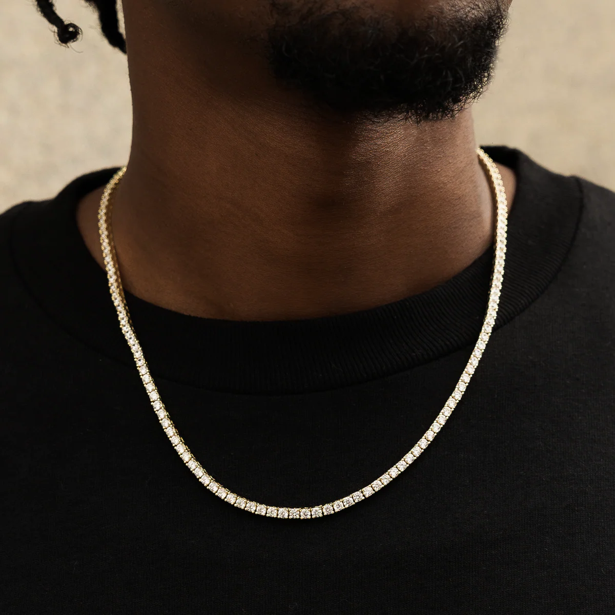 Diamond Tennis Chain in Yellow Gold- 3mm - Image 4