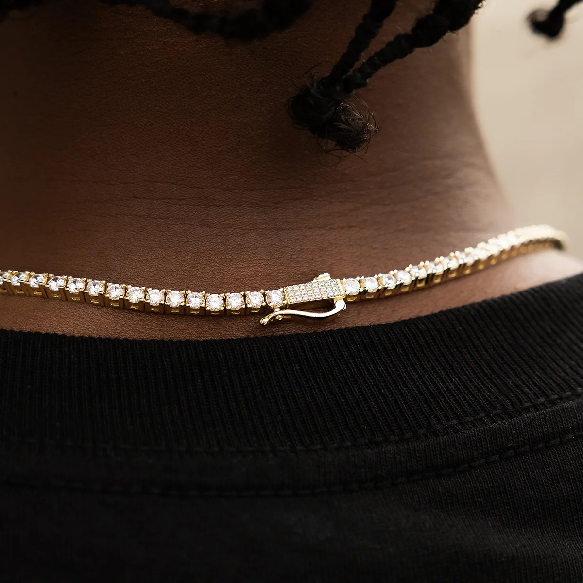 Diamond Tennis Chain in Yellow Gold- 3mm - Image 5