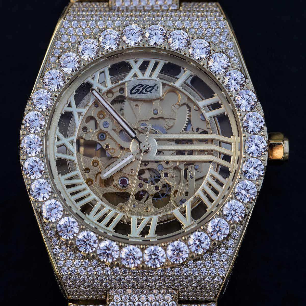 42MM Iced Alpha Era® Luminous Skeleton Gold w/ Rubber Strap - Image 3