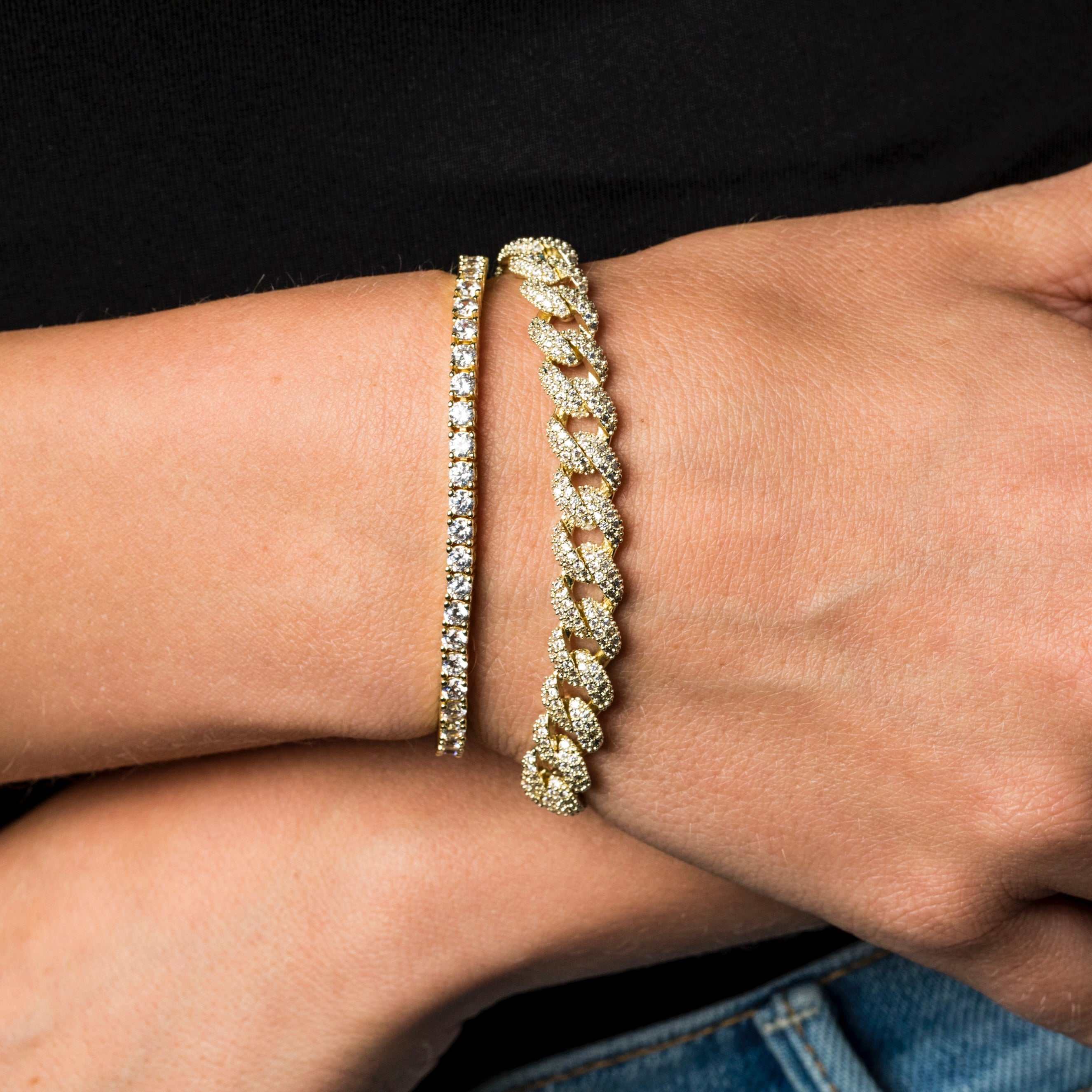 8.5mm Diamond Cuban + 3mm Diamond Tennis Bracelet Bundle - Image 3