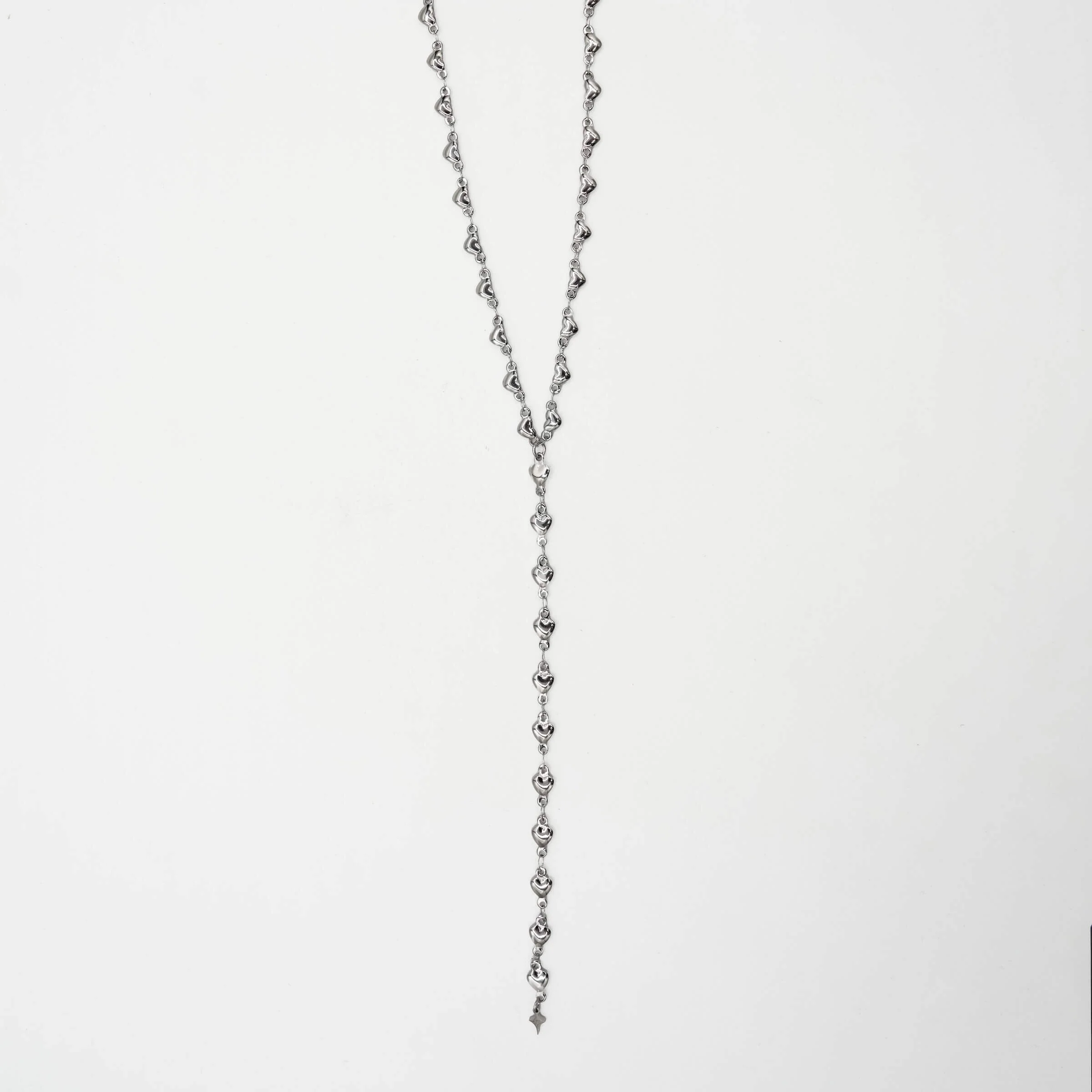 Adjustable Simple Heart Lariat Necklace in White Gold - Image 2