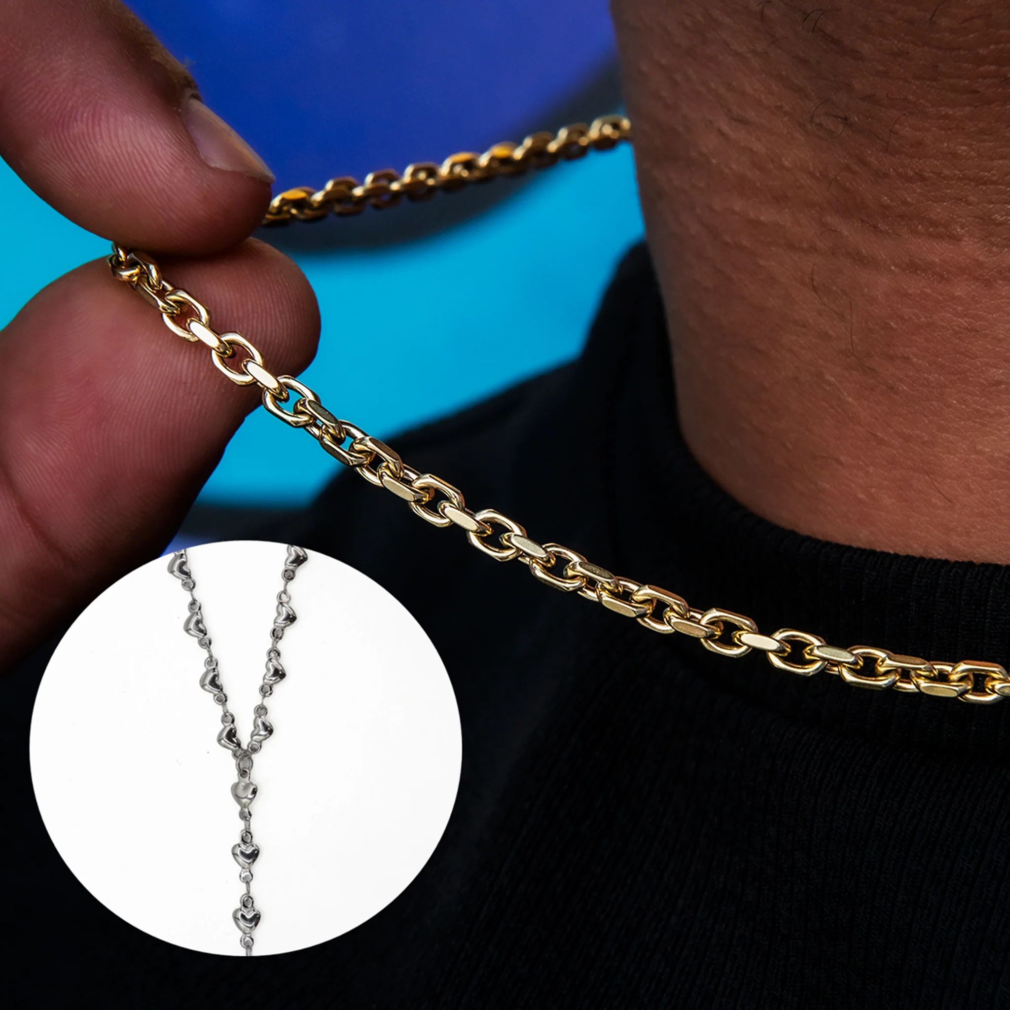 Box Chain + Simple Heart Lariat Necklace - Image 2