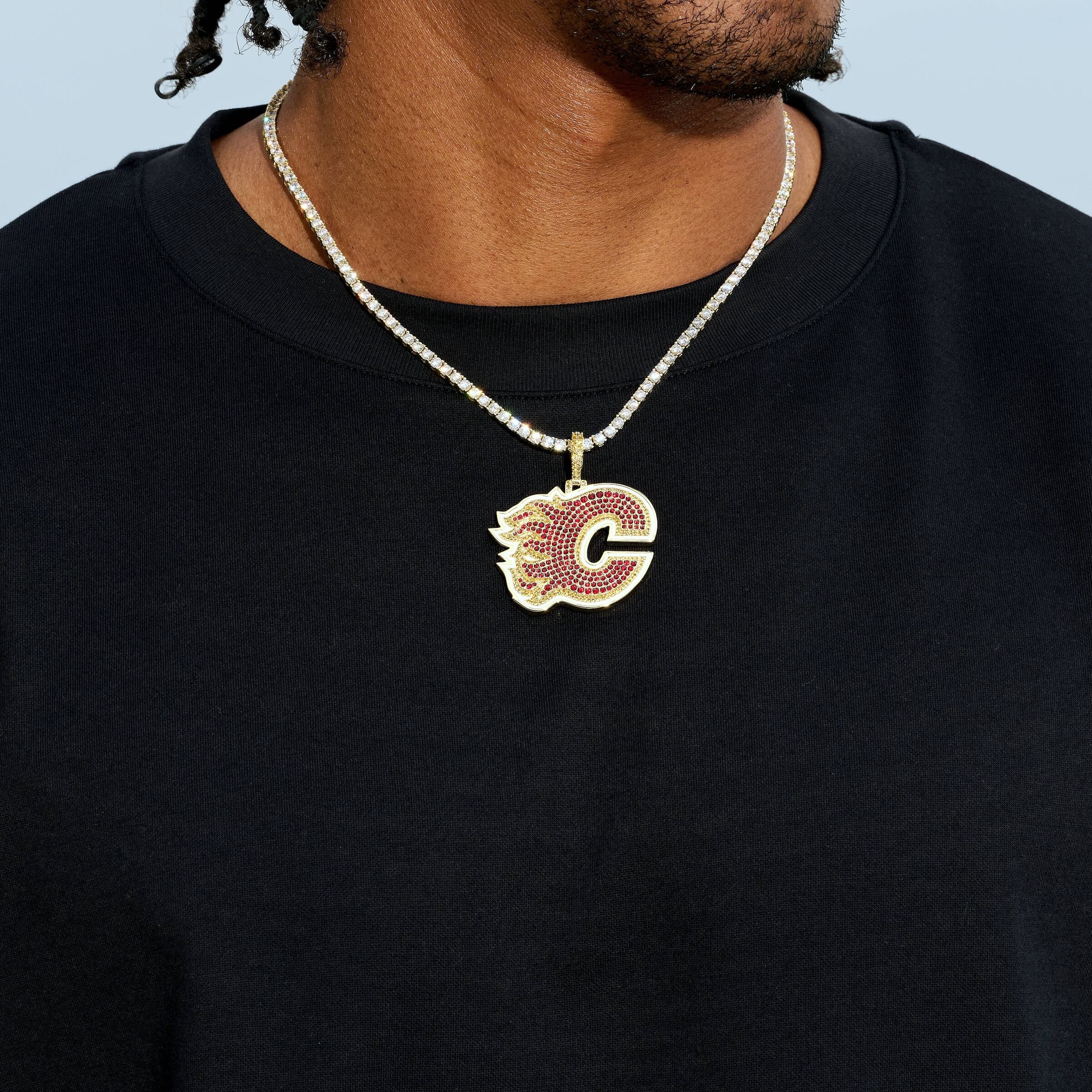 Calgary Flames Official NHL Logo Pendant in Yellow Gold - Image 2