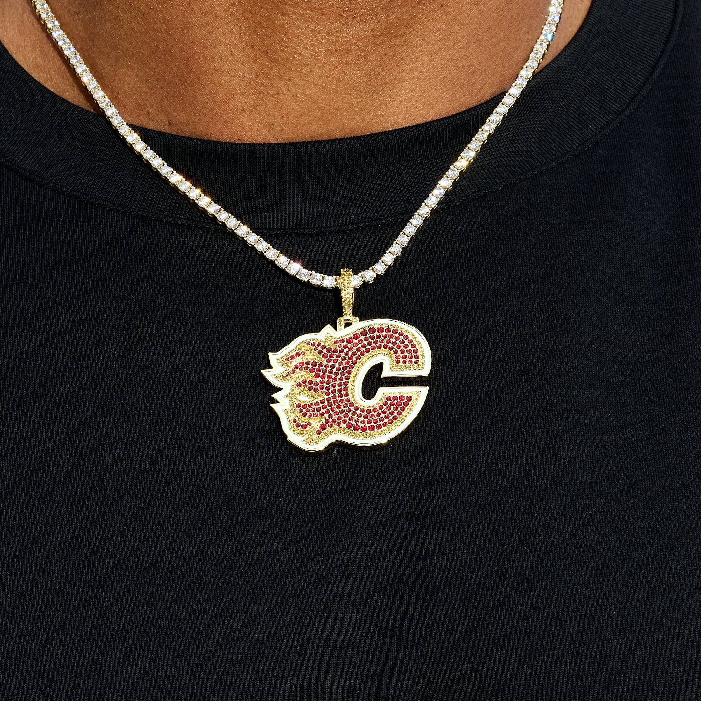 Calgary Flames Official NHL Logo Pendant in Yellow Gold - Image 3