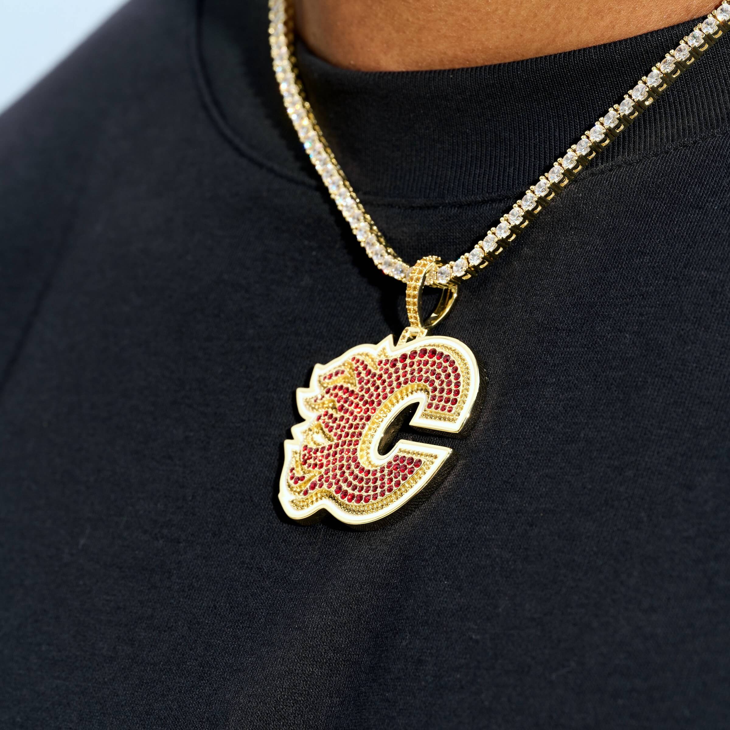Calgary Flames Official NHL Logo Pendant in Yellow Gold - Image 4