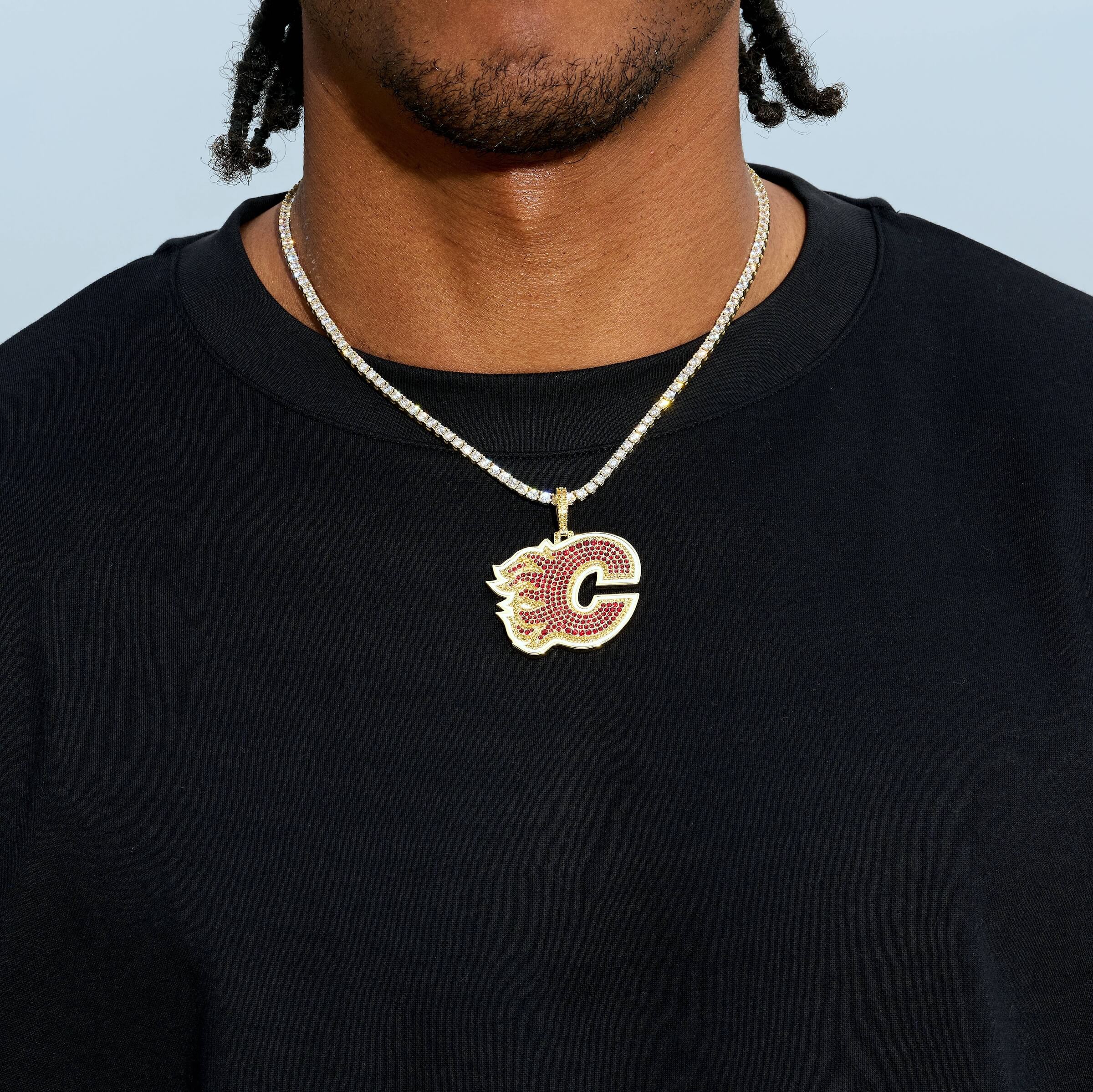 Calgary Flames Official NHL Logo Pendant in Yellow Gold - Image 5