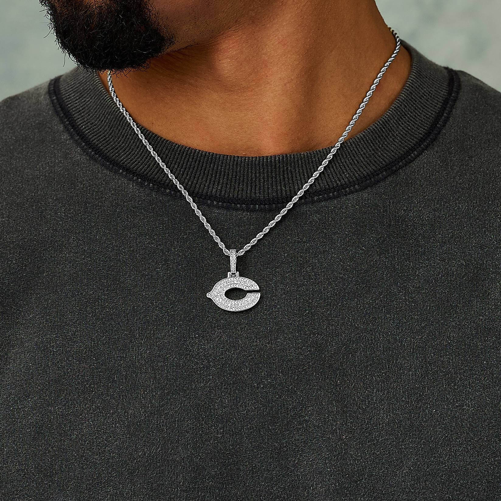 Chicago Bears Official NFL Micro Logo Pendant in White Gold - Image 2