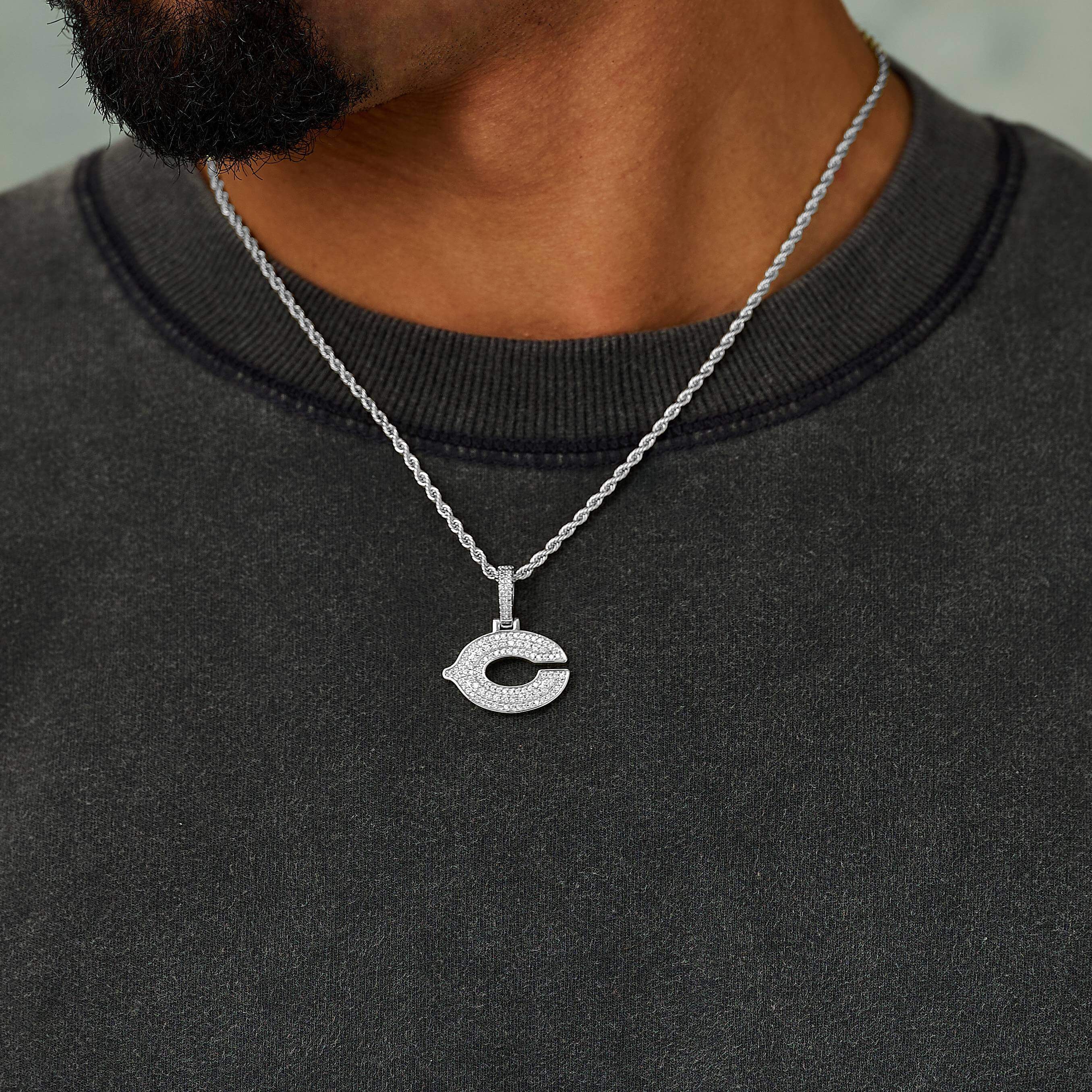 Chicago Bears Official NFL Micro Logo Pendant in White Gold - Image 3