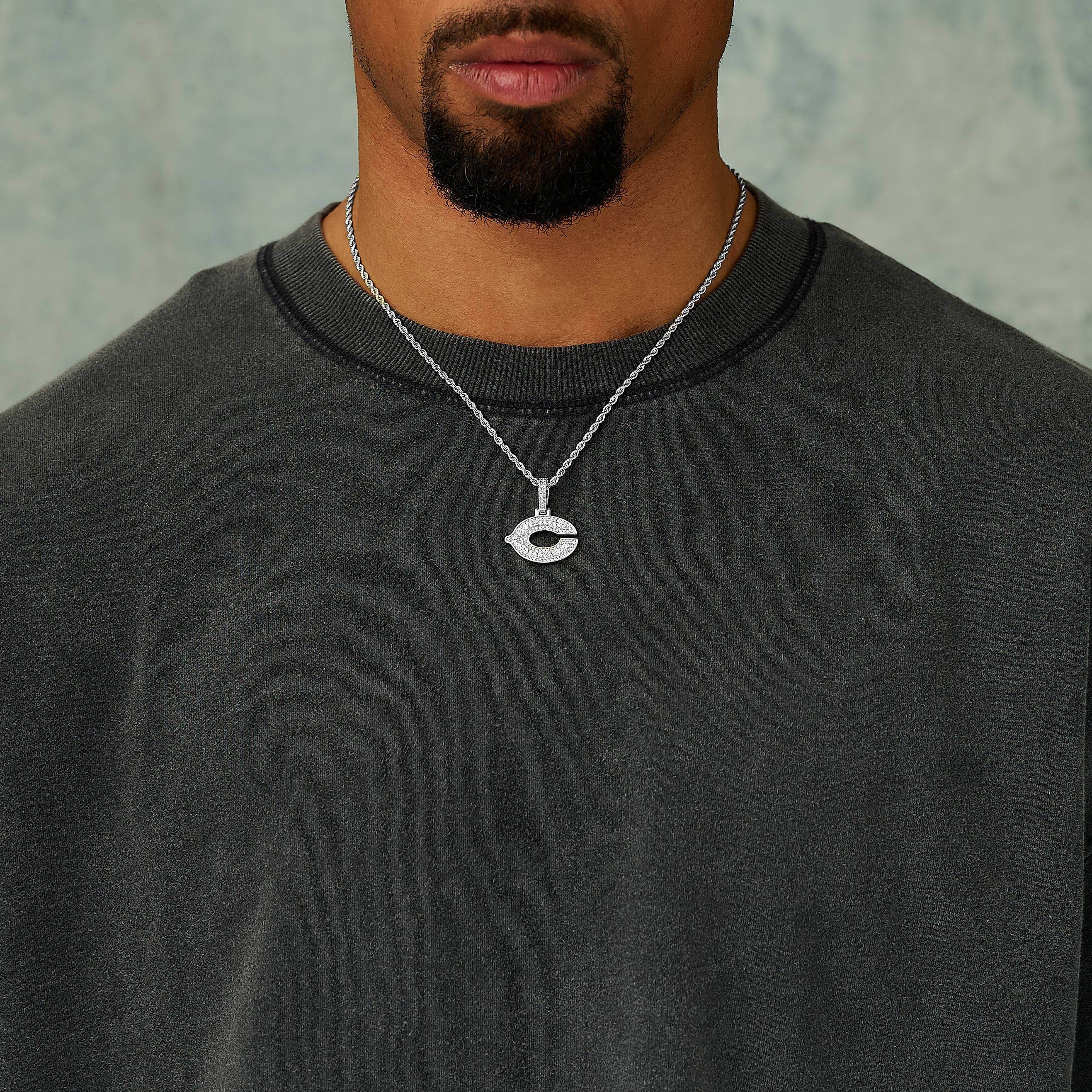 Chicago Bears Official NFL Micro Logo Pendant in White Gold - Image 4