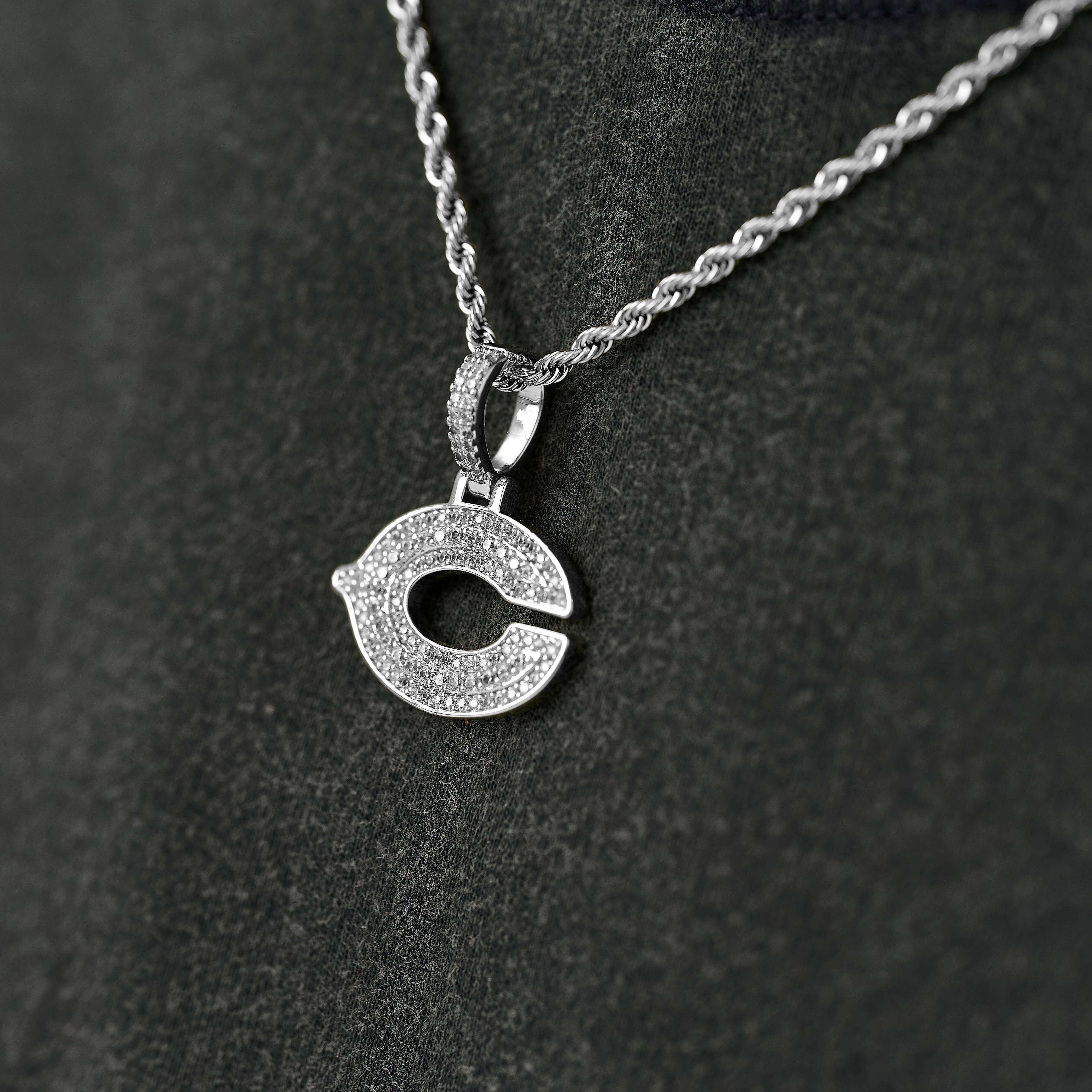 Chicago Bears Official NFL Micro Logo Pendant in White Gold - Image 5