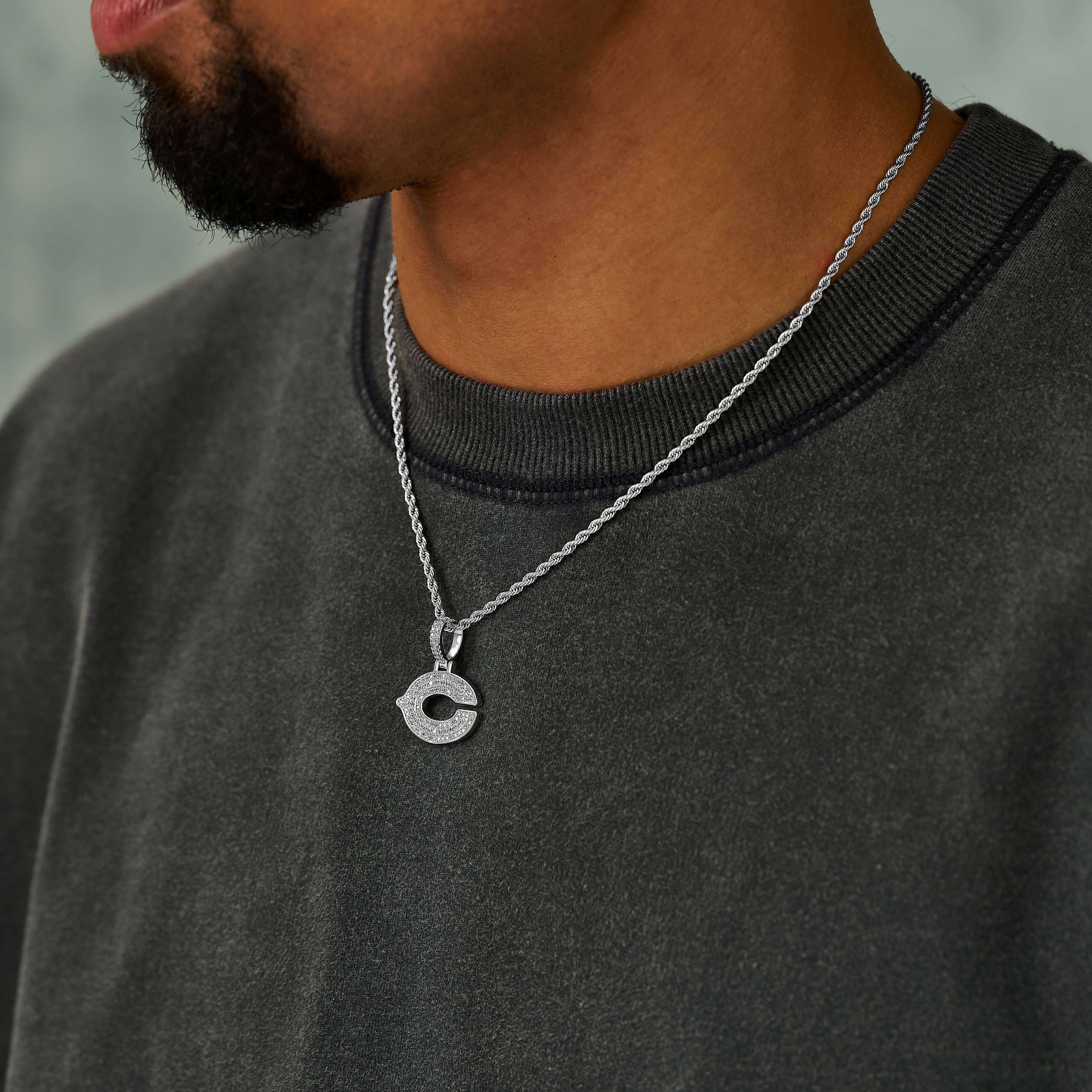 Chicago Bears Official NFL Micro Logo Pendant in White Gold - Image 6