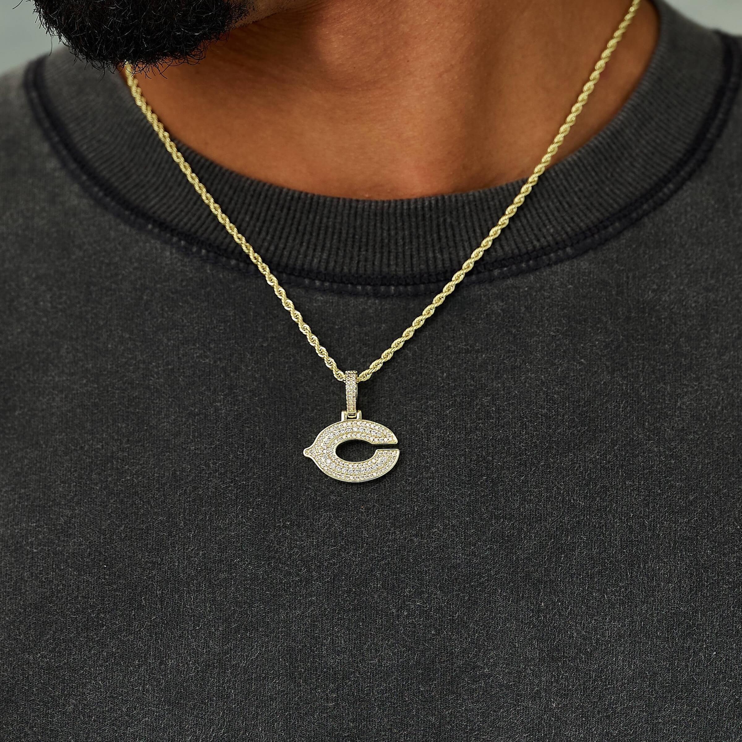 Chicago Bears Official NFL Micro Logo Pendant in Yellow Gold - Image 2