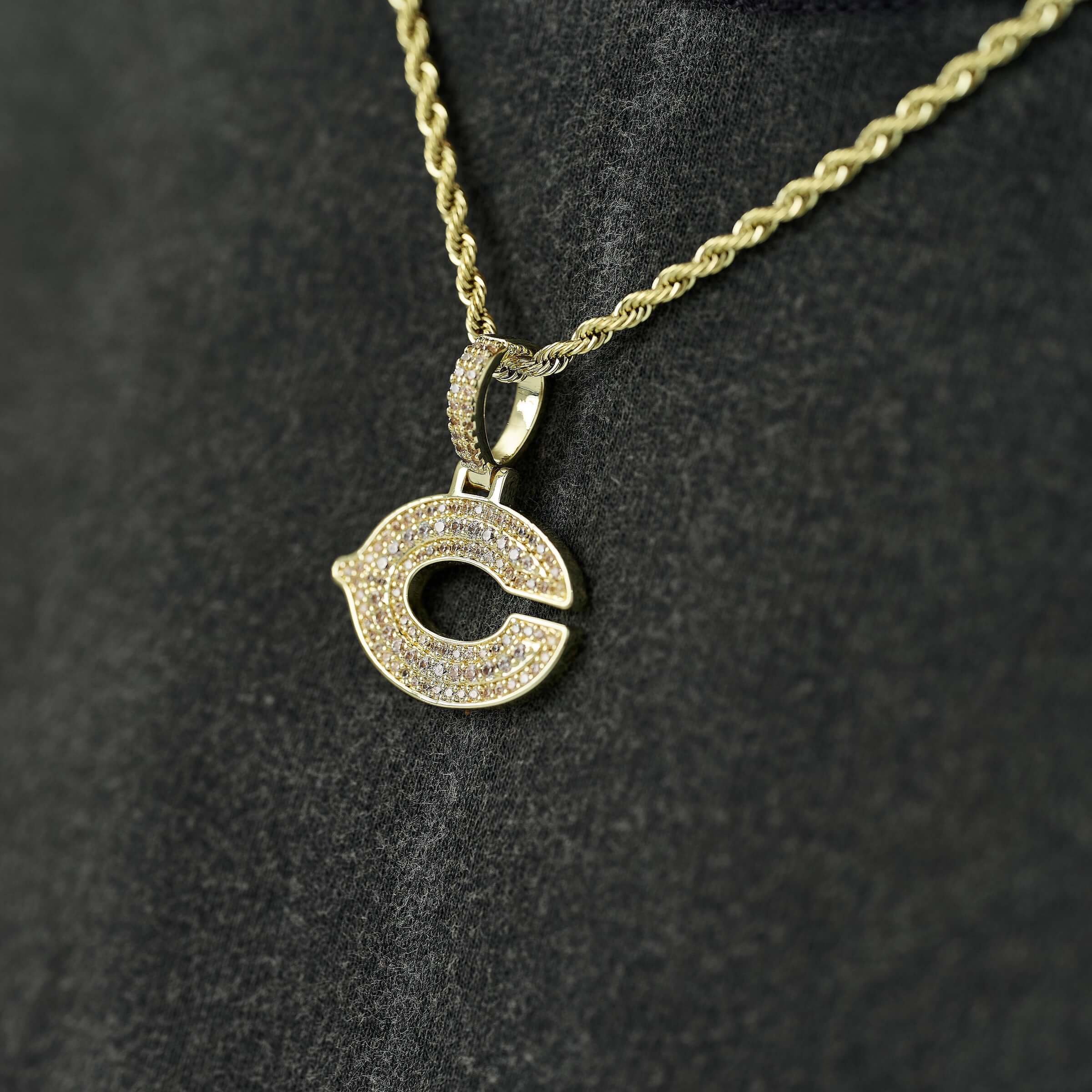 Chicago Bears Official NFL Micro Logo Pendant in Yellow Gold - Image 3