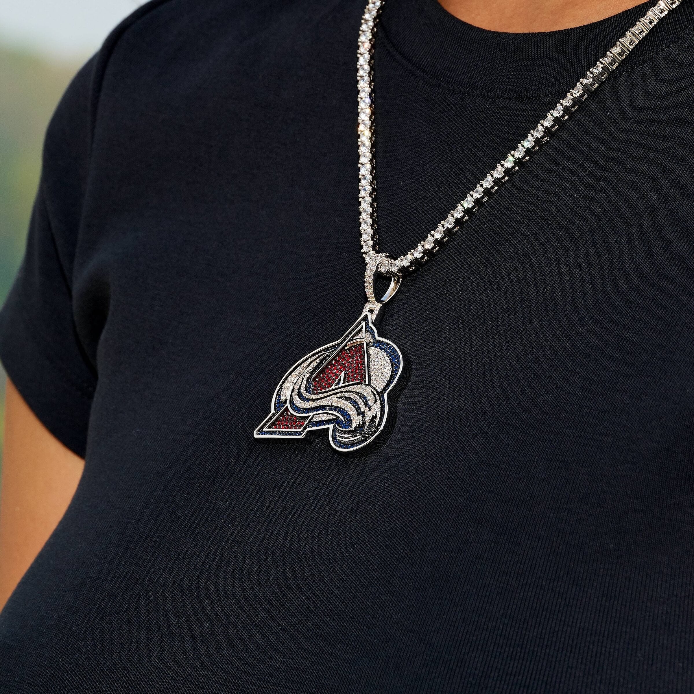 Colorado Avalanche Official NHL Logo Pendant in White Gold - Image 7