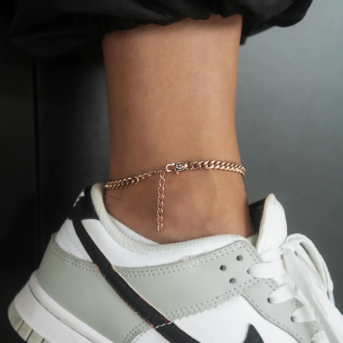 Cuban Link Anklet in Rose Gold- 5mm - Image 3