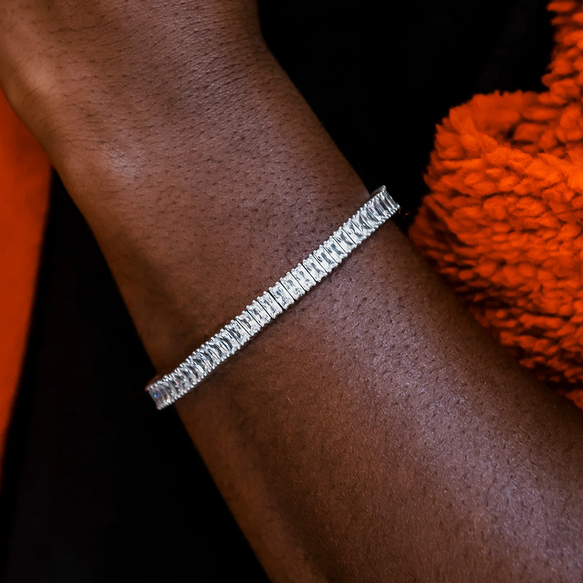 Diamond Baguette Tennis Chain + Bracelet Bundle in White Gold- 6mm - Image 3