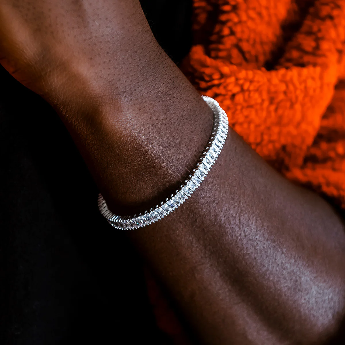 Diamond Baguette Tennis Chain + Bracelet Bundle in White Gold- 6mm - Image 4