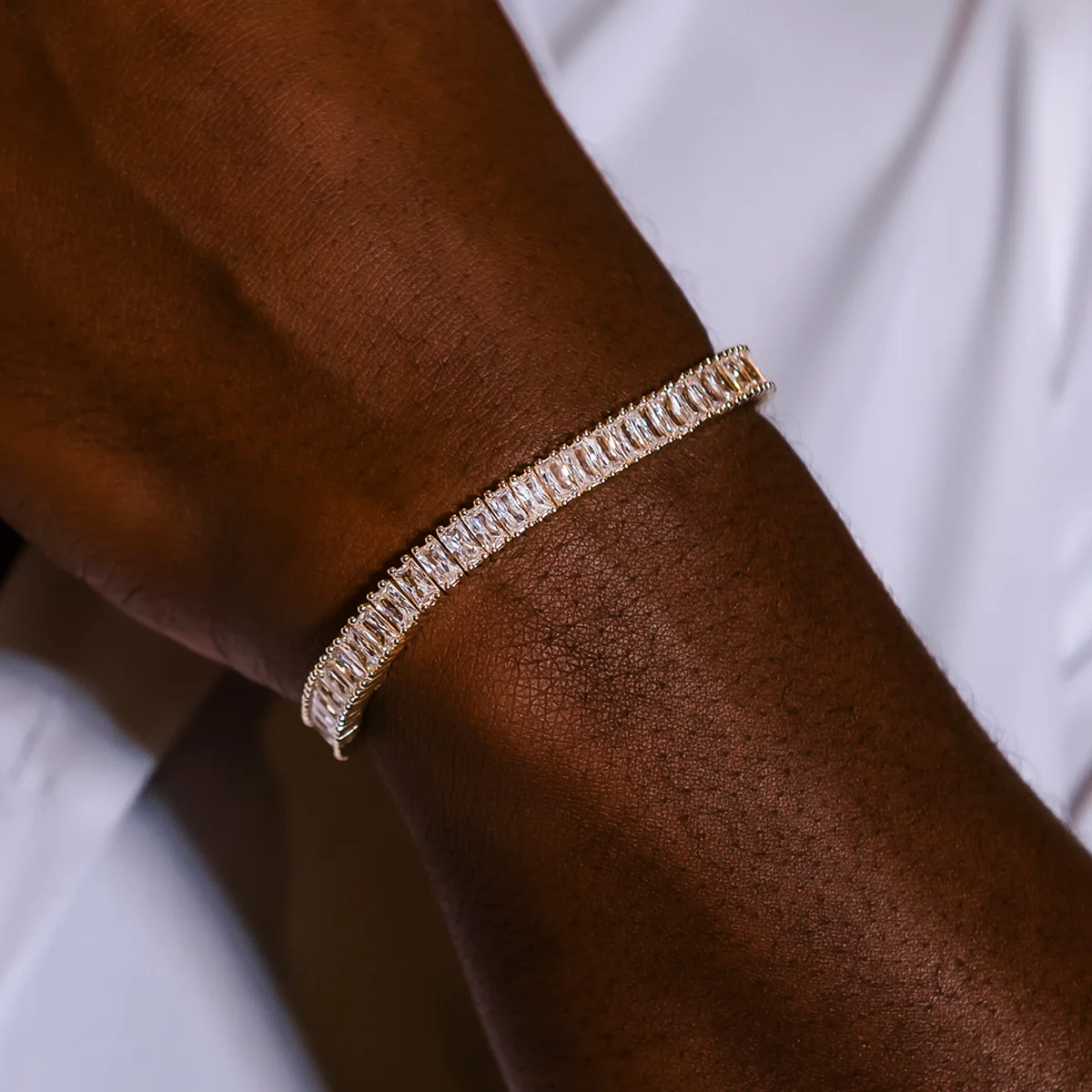 Diamond Baguette Tennis Chain + Bracelet Bundle in Yellow Gold- 6mm - Image 3