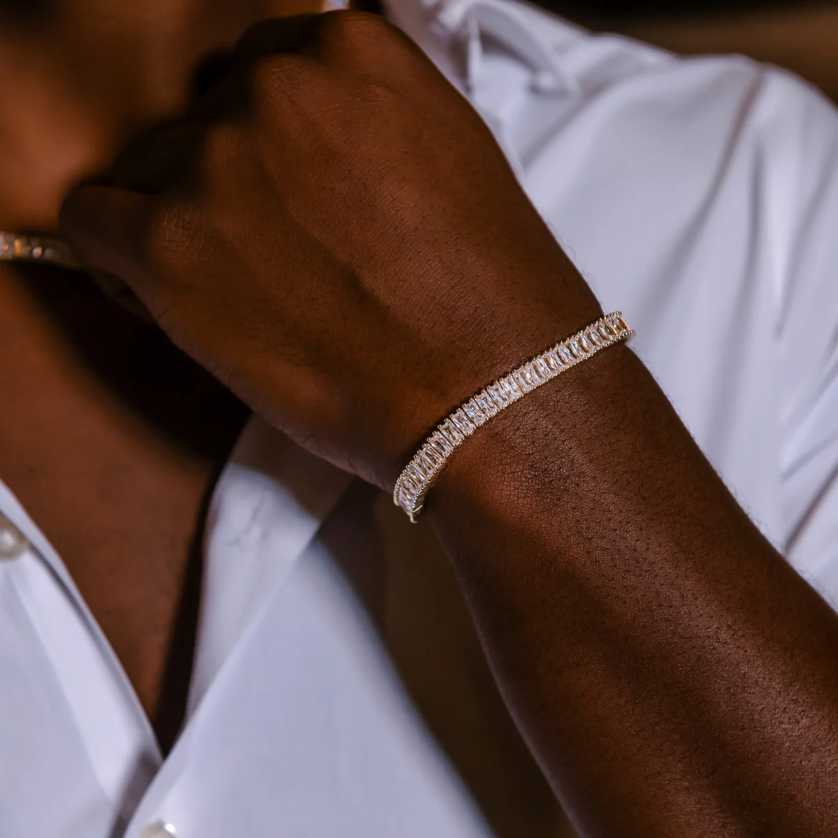 Diamond Baguette Tennis Chain + Bracelet Bundle in Yellow Gold- 6mm - Image 5