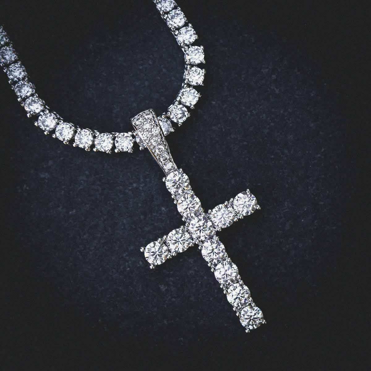 Diamond Cross Pendant in White Gold - Image 3