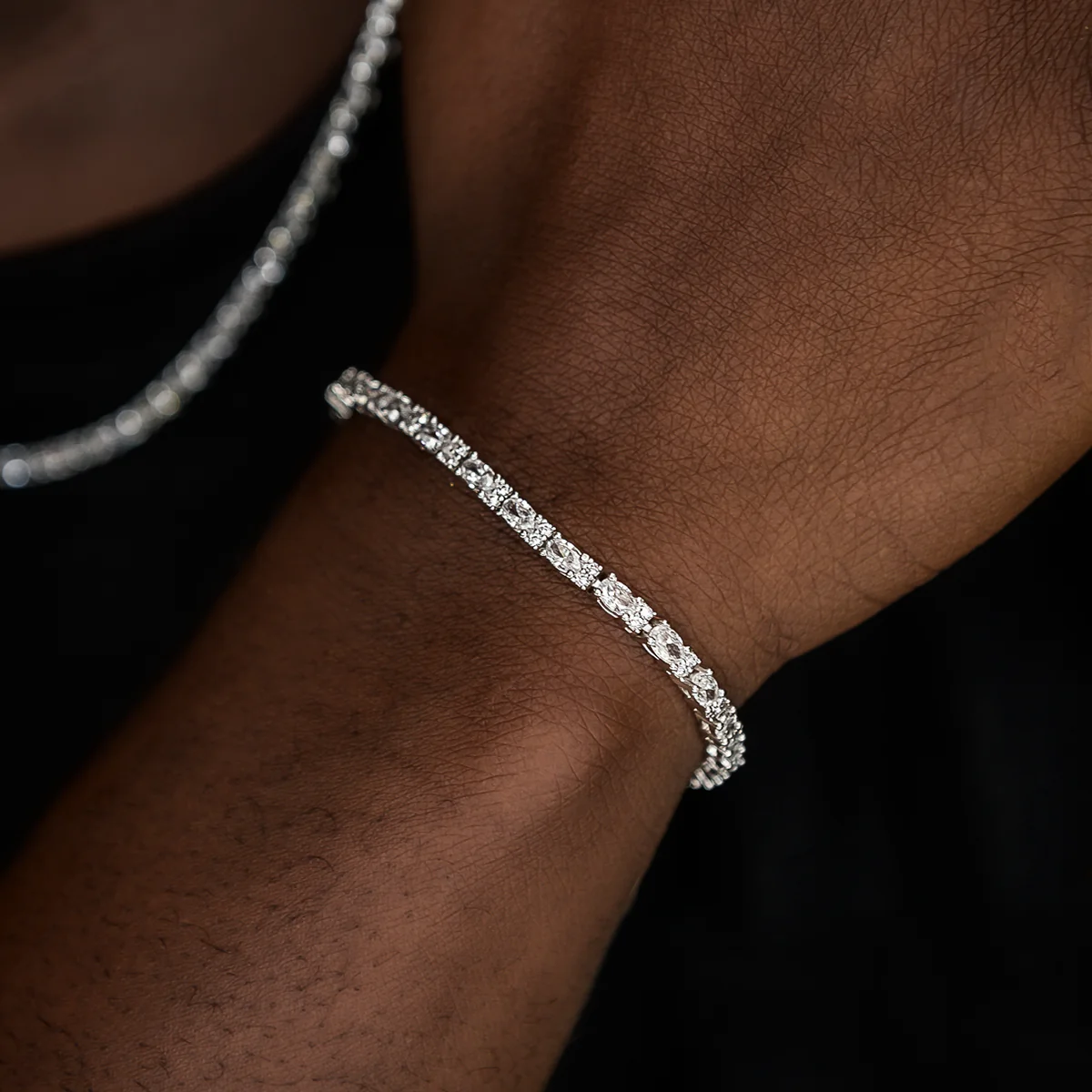 Diamond Mixed Oval Cut Tennis Chain + Bracelet Bundle - 3mm - Image 5