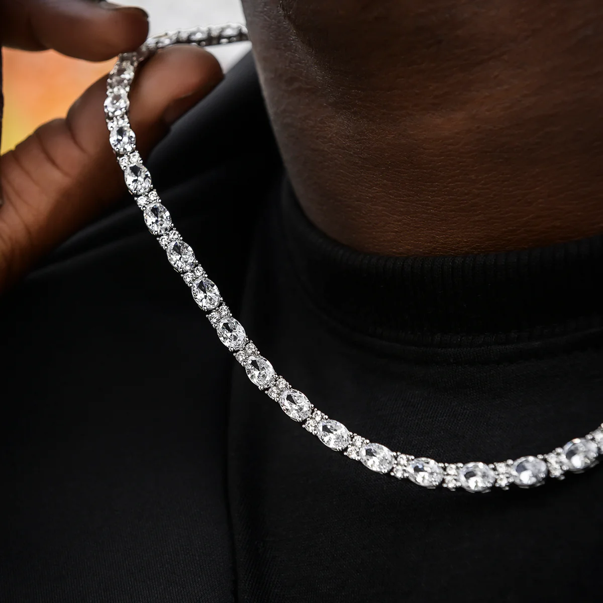 Diamond Mixed Oval Cut Tennis Chain + Bracelet Bundle - 5mm - Image 4