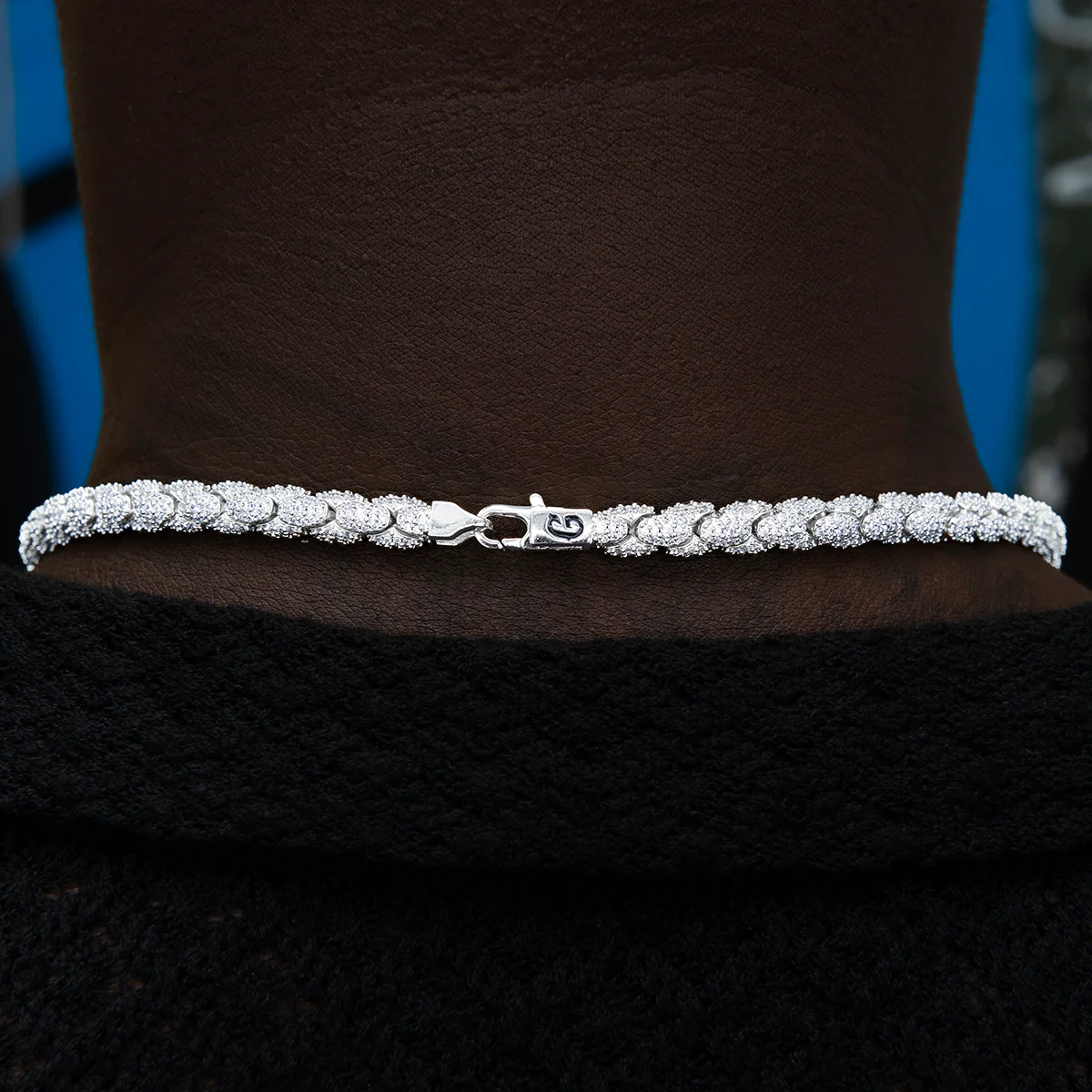 Diamond Pave Snake Link Chain in White Gold-6mm - Image 5