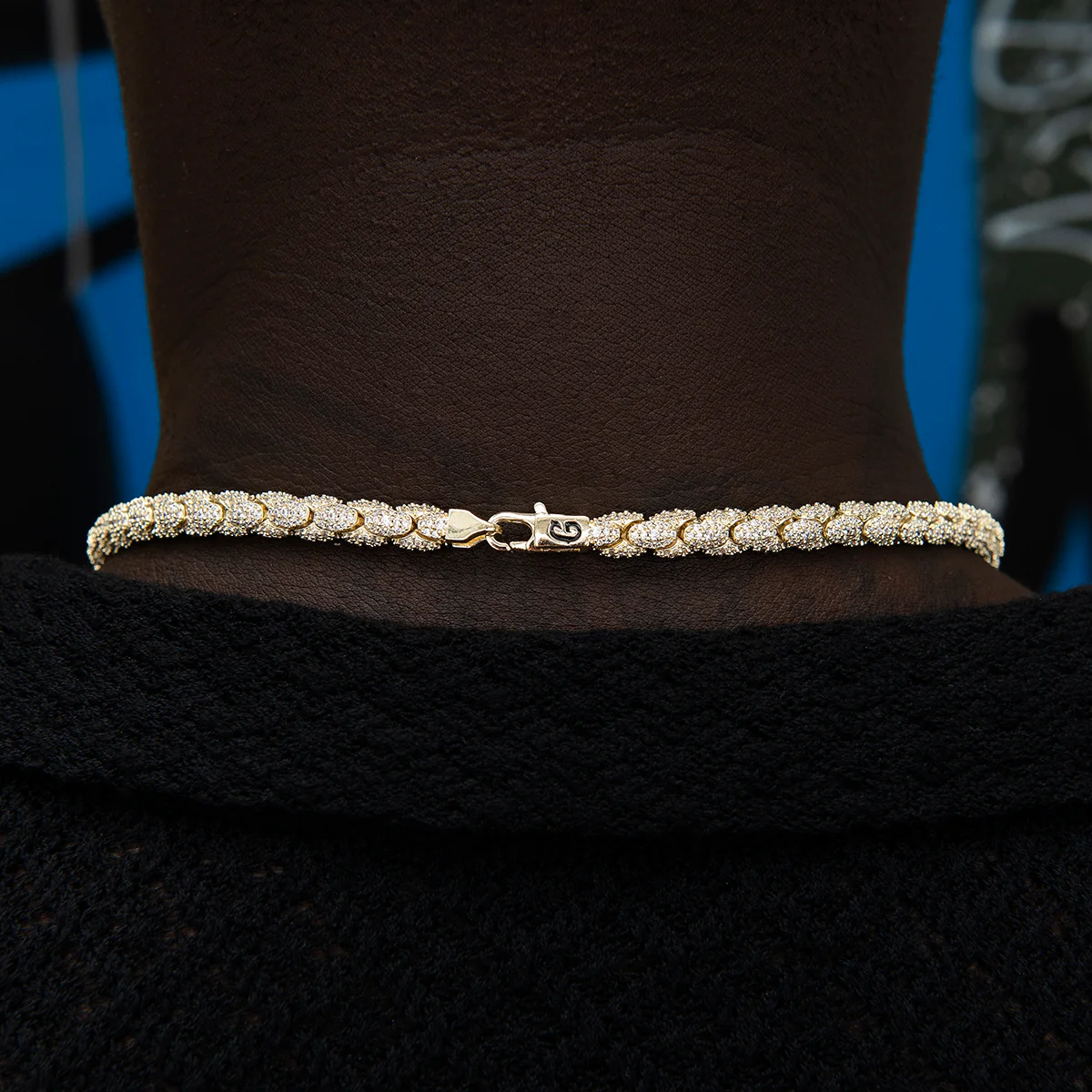Diamond Pave Snake Link Chain in Yellow Gold-6mm - Image 5