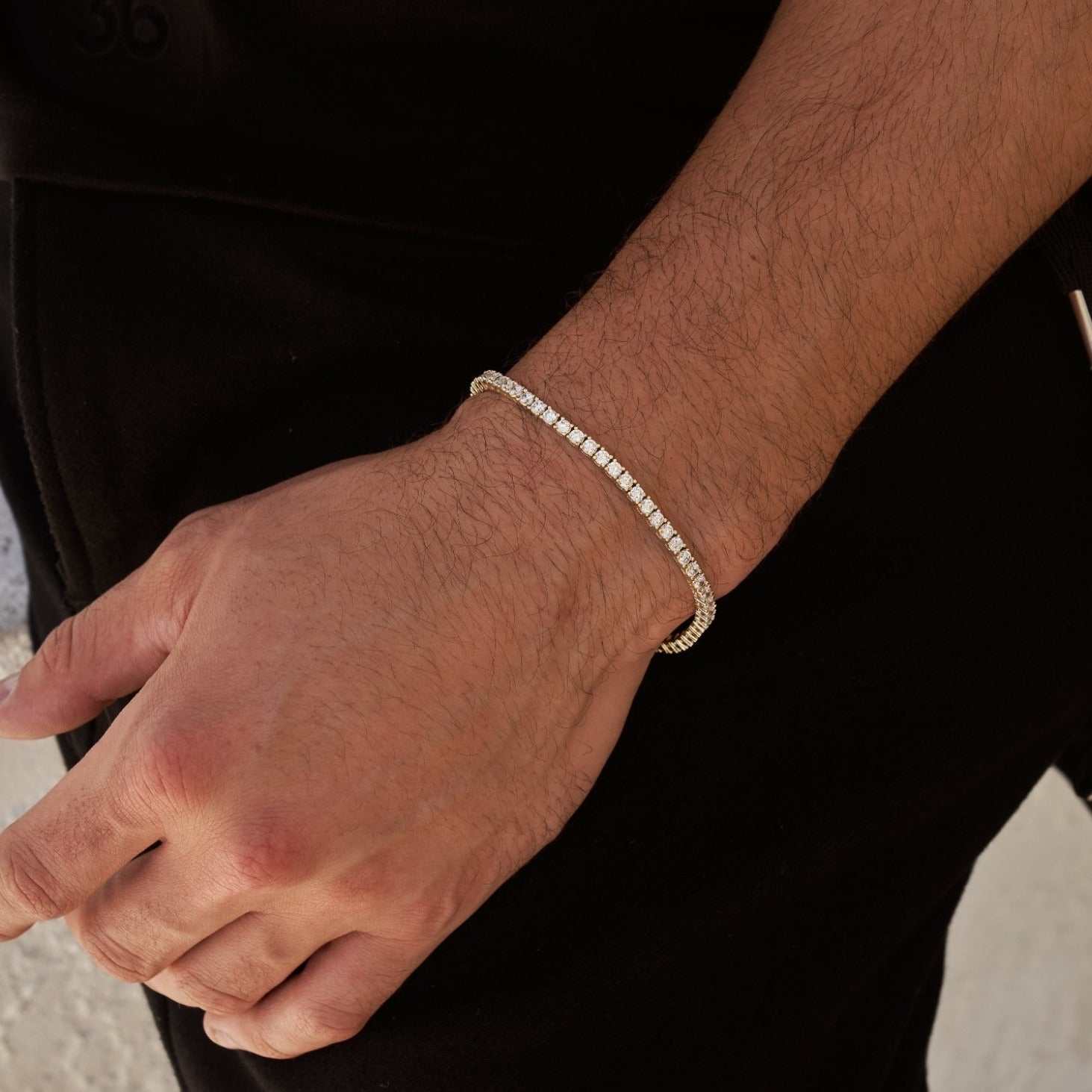 Diamond Tennis Chain + Bracelet Bundle in Yellow Gold- 3mm - Image 4