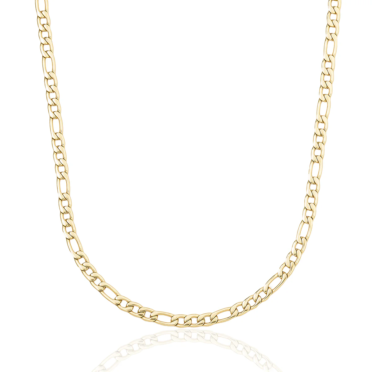 Figaro Link Necklace in Yellow Gold - 4mm - Image 5