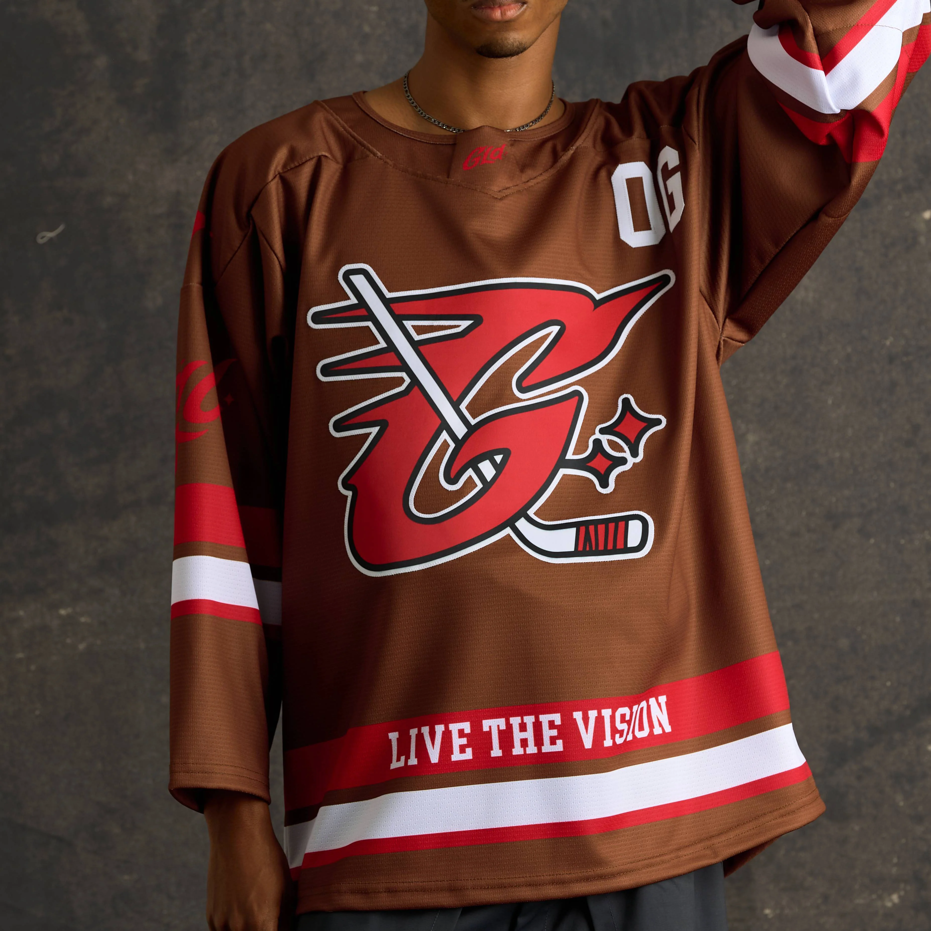 GLD Brown and Red Hockey Jersey - Image 6