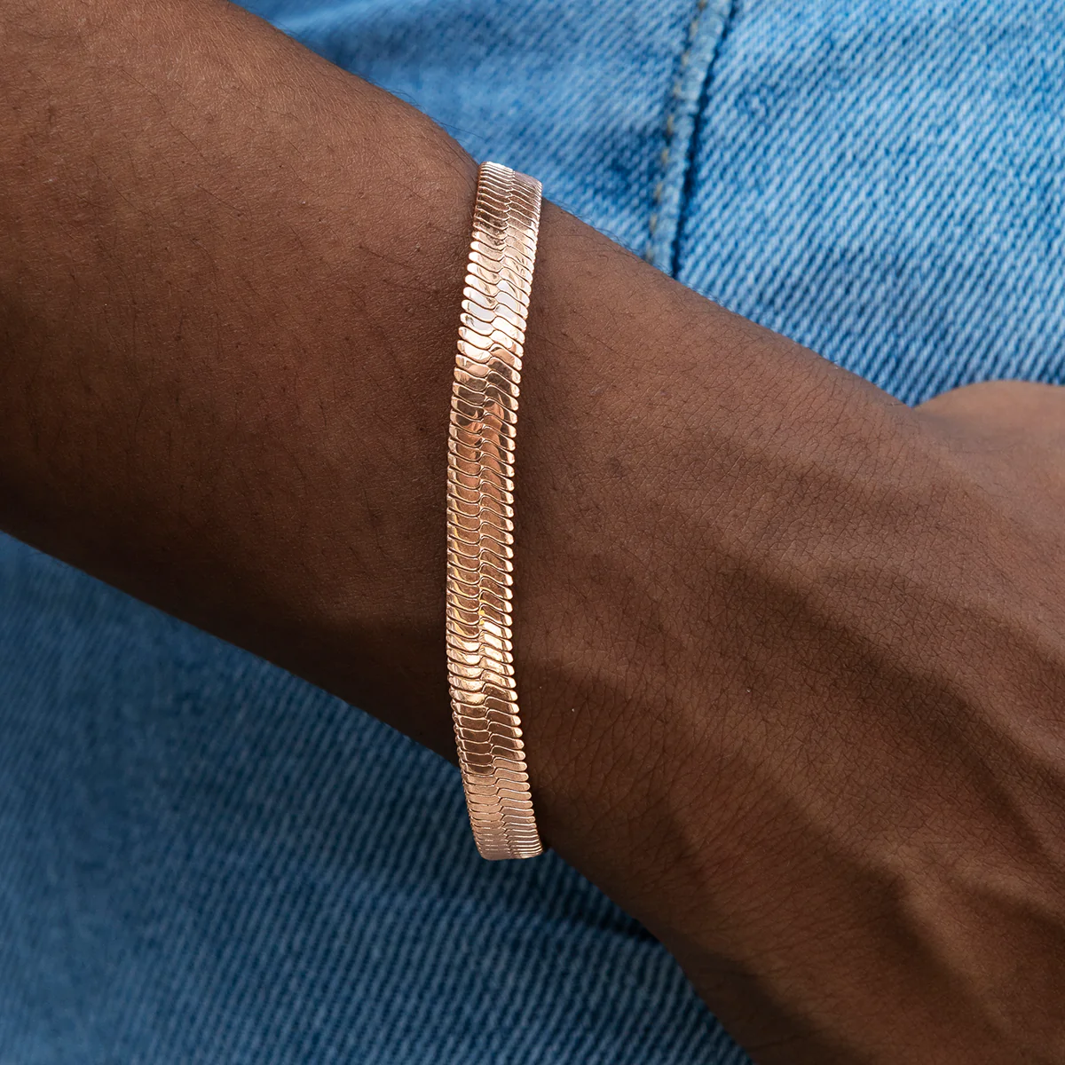 Herringbone Bracelet in Rose Gold - 8mm - Image 2