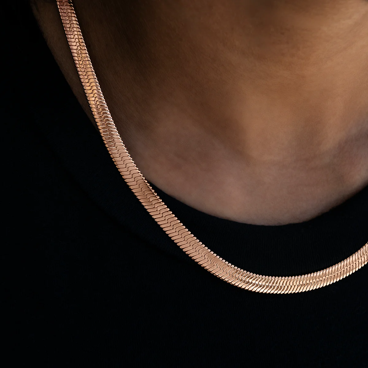 Herringbone Necklace in Rose Gold- 6mm - Image 3